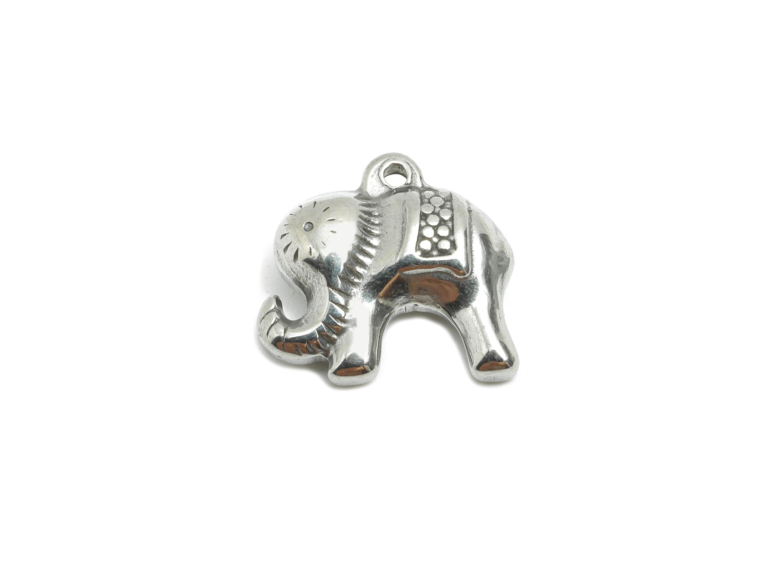 Stainless Steel Elephant Pendant - Elephant Jewelry Charm - Elephant Pendant for Necklace - Animal Charm for Jewelry - 14x16x5.79mm - SS1825 - DOMEDBAZAAR