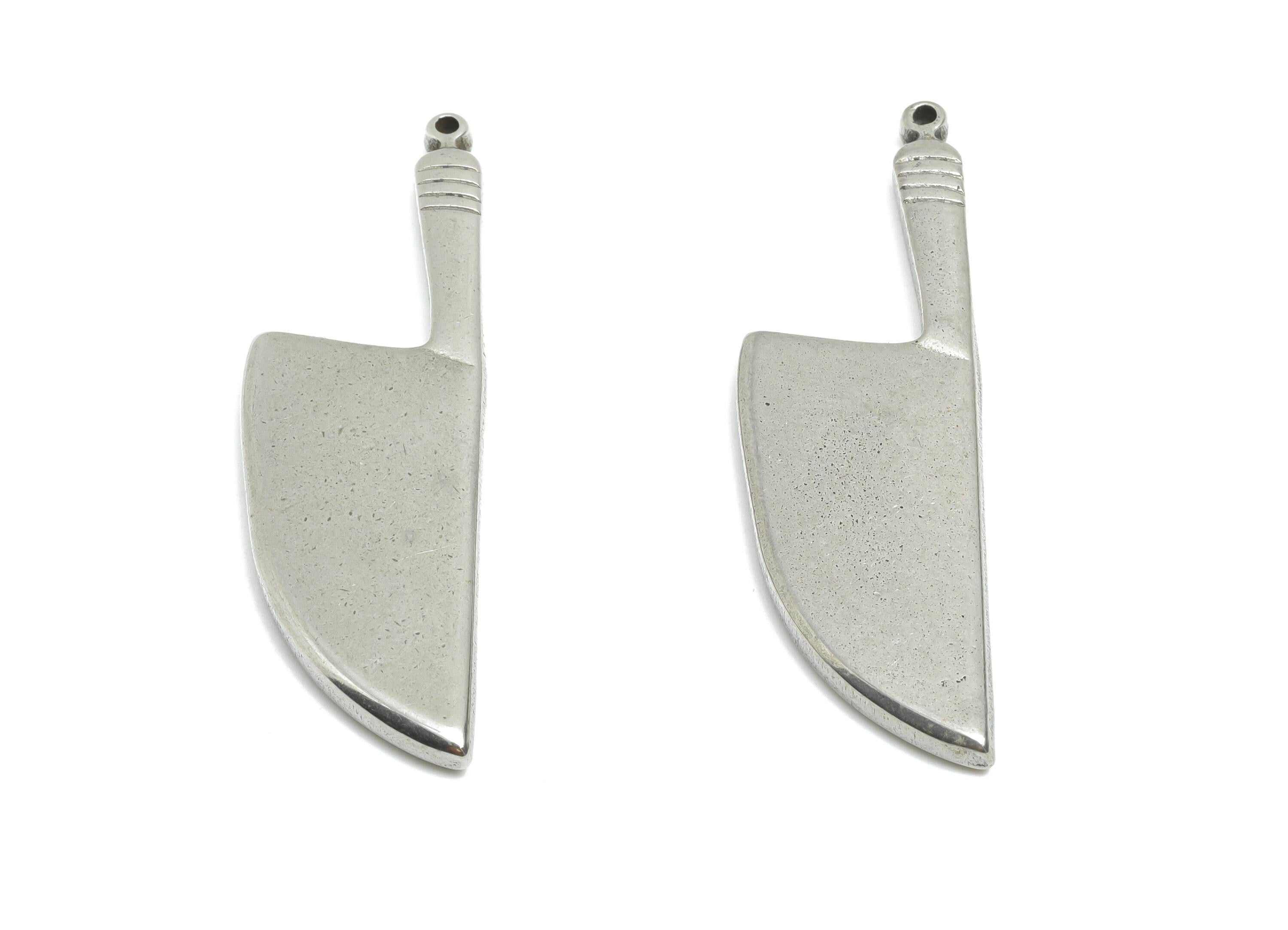 Stainless Steel Knife Charm - Culinary Tools Necklace Pendant - Silver Punk Style Pendant - Steel Jewelry Accessory - 52.6x16.6x4mm - SS1960 - DOMEDBAZAAR