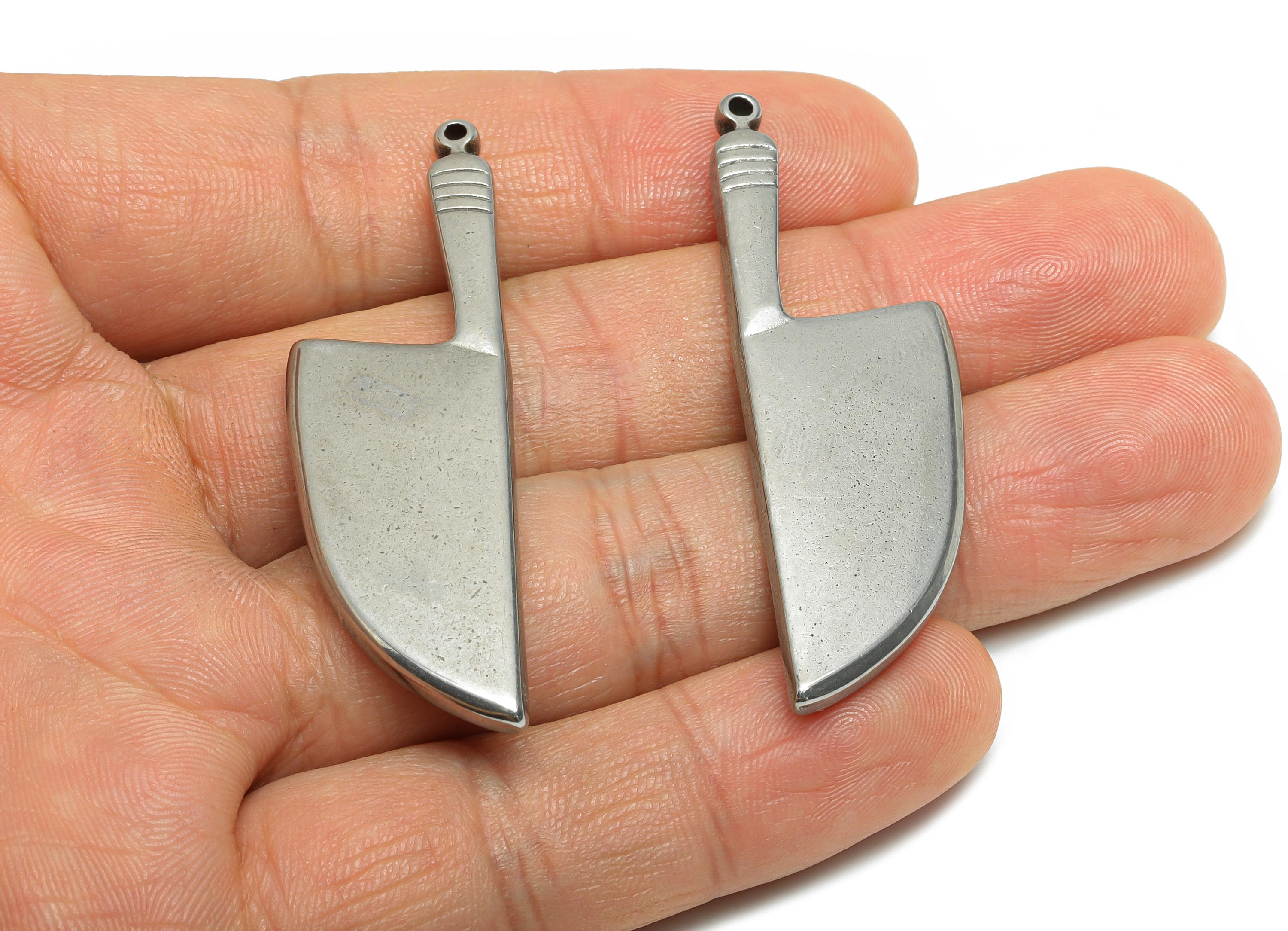 Stainless Steel Knife Charm - Culinary Tools Necklace Pendant - Silver Punk Style Pendant - Steel Jewelry Accessory - 52.6x16.6x4mm - SS1960 - DOMEDBAZAAR