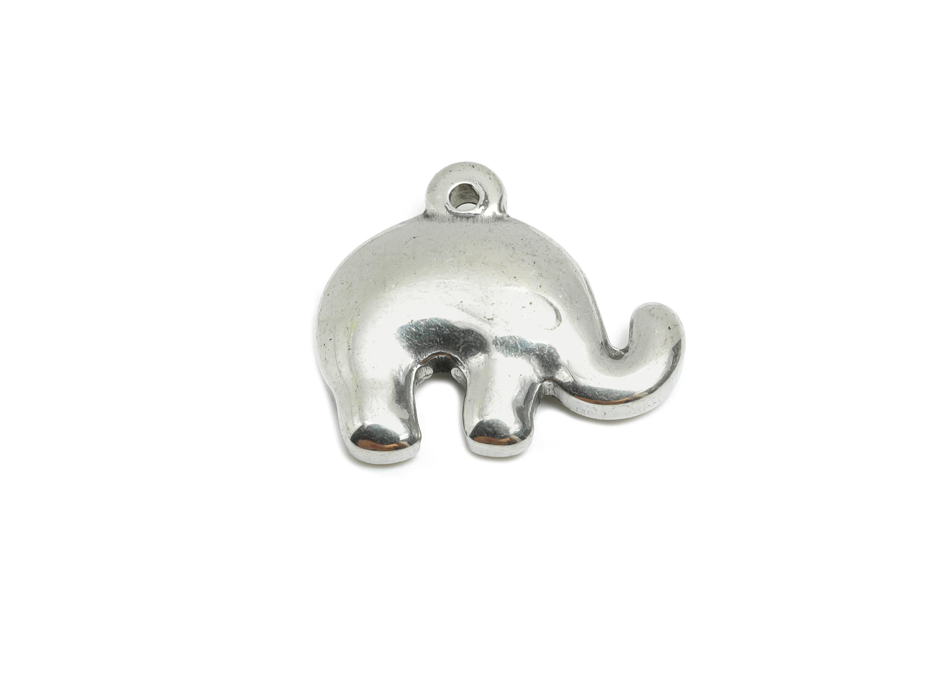 Stainless Steel Elephant Pendant - Cute Elephant Jewelry Charm - Elephant Pendant for Necklace - Animal  Jewelry - 17x20x4.64mm - SS1847 - DOMEDBAZAAR
