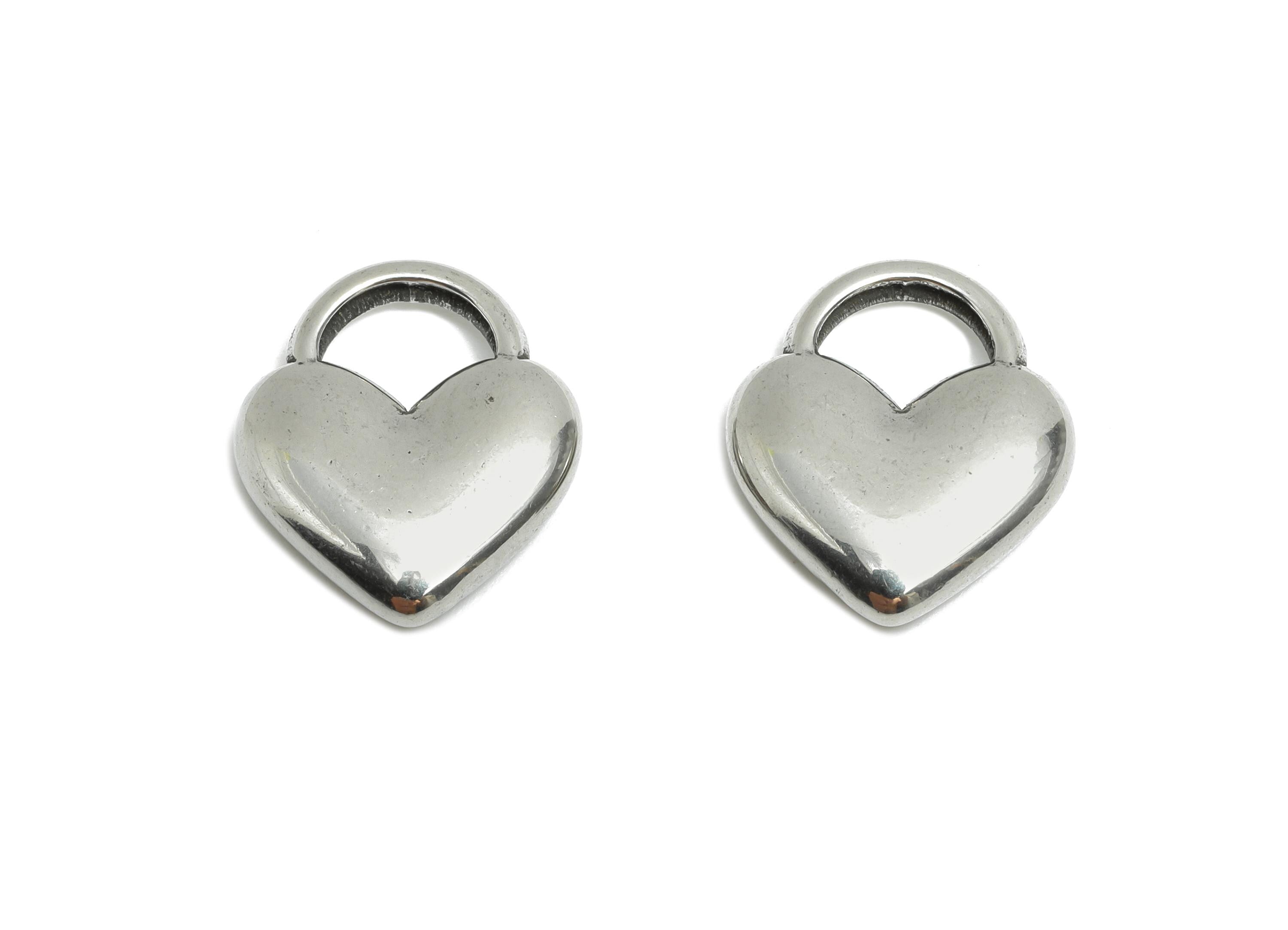 Stainless Steel Heart Charms - Smooth Heart Lock Pendant - Vintage Heart Lock Design - Symbolic Love Lock Jewelry - 16x14x3.72mm - SS1950 - DOMEDBAZAAR