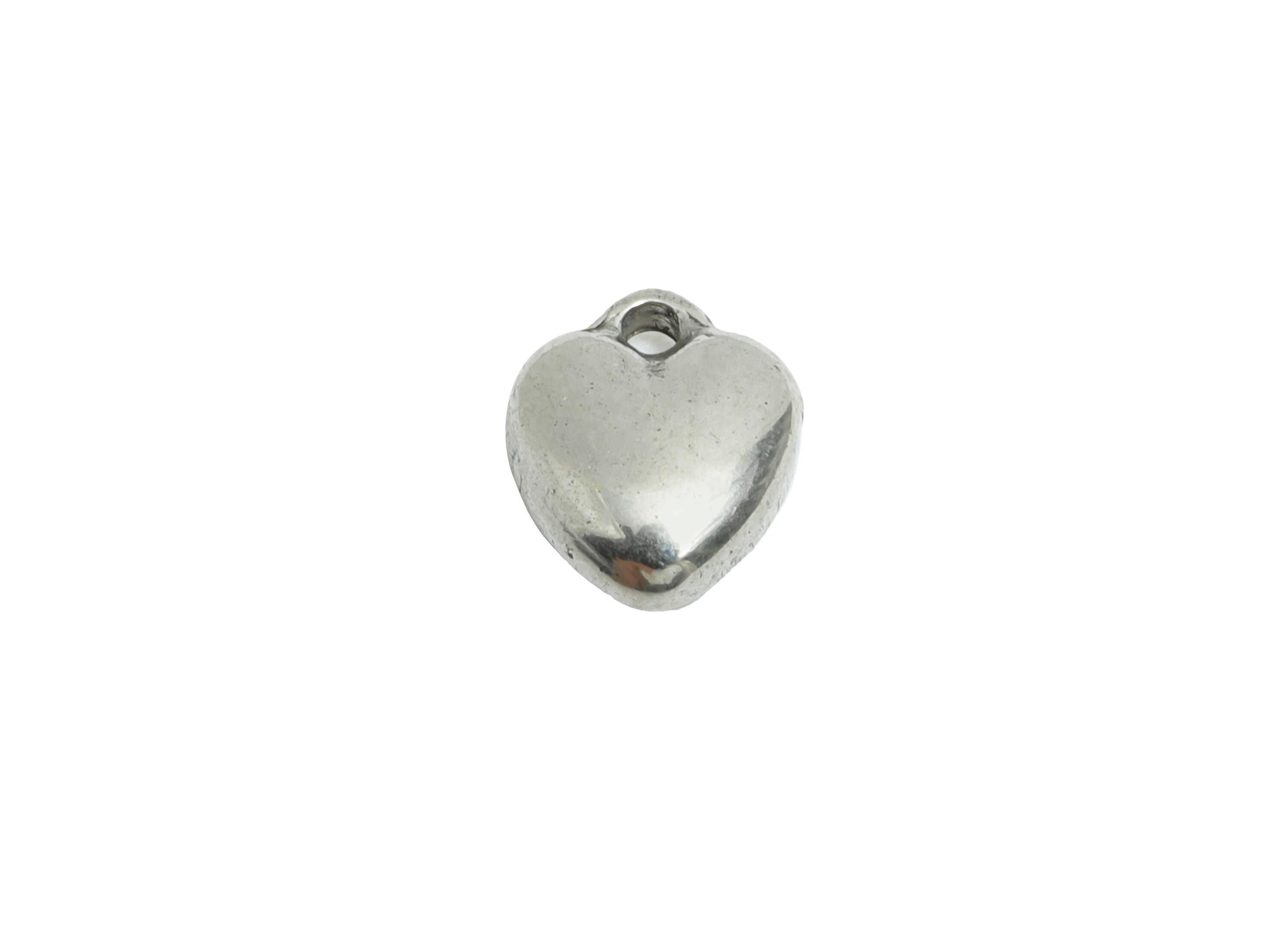 Stainless Steel Heart Charms - Steel Heart Mini Earring Charm - Vintage Heart Steel Charm - Symbolic Love  Jewelry - 8x6.6x3.13mm - SS1782 - DOMEDBAZAAR