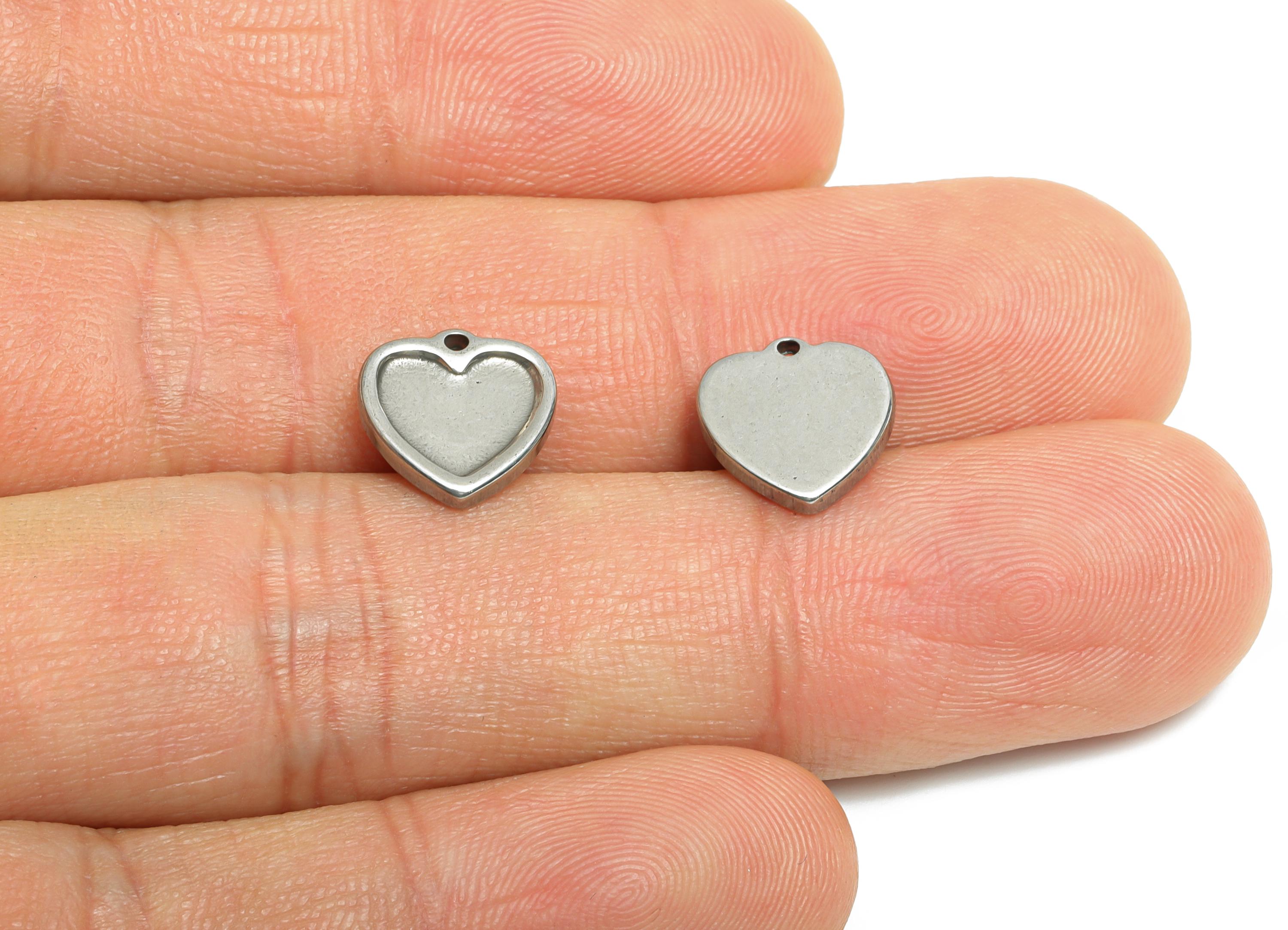 Stainless Steel Heart Charms - Elegant Silver Heart Bracelet Charm - Romantic Love Charms - Minimalist Jewelry - 10.64x10.34x1.82mm - SS1889 - DOMEDBAZAAR