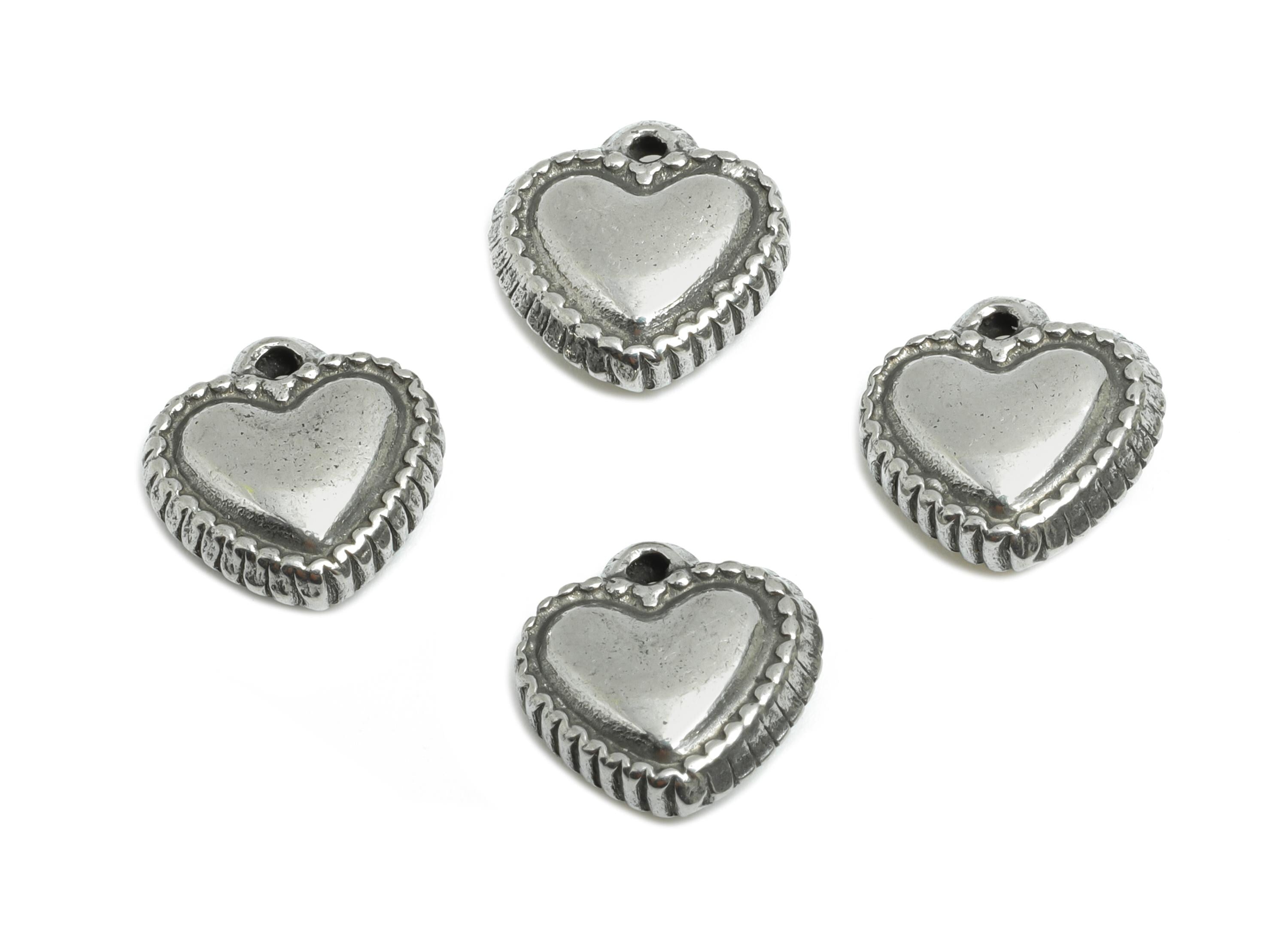Stainless Steel Heart Charms - Steel Heart Mini Earring Charm - Vintage Looking Steel Charm - Symbolic Love  Jewelry - 11x10x3.77mm - SS1790 - DOMEDBAZAAR