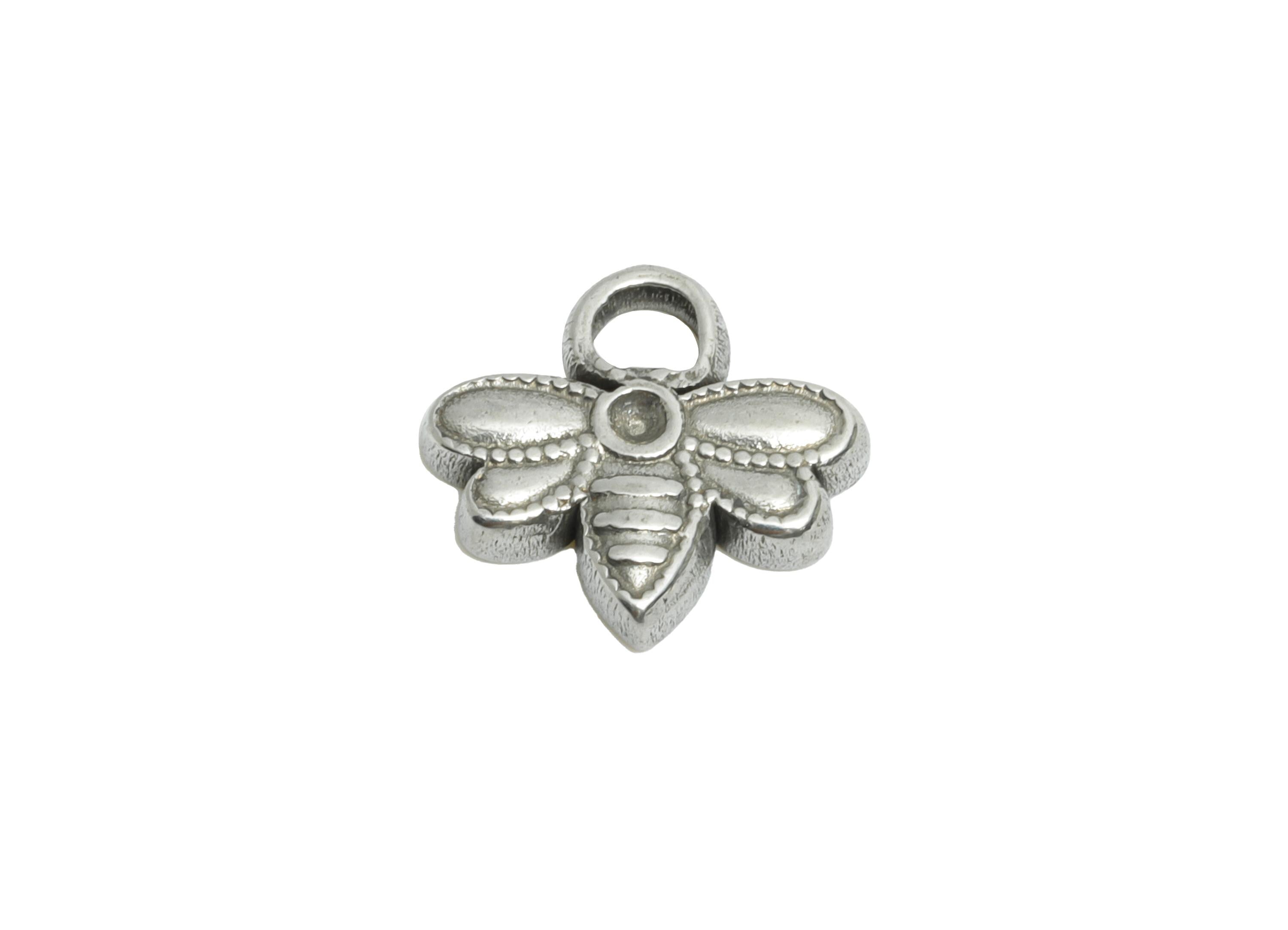 Steel Cute Bee Charms - Mini Honeybee Charms for Bracelet - Modern Insect Bee Pendant - Steel Jewelry Accessory - 9.62x10.2x1.8mm - SS1909 - DOMEDBAZAAR
