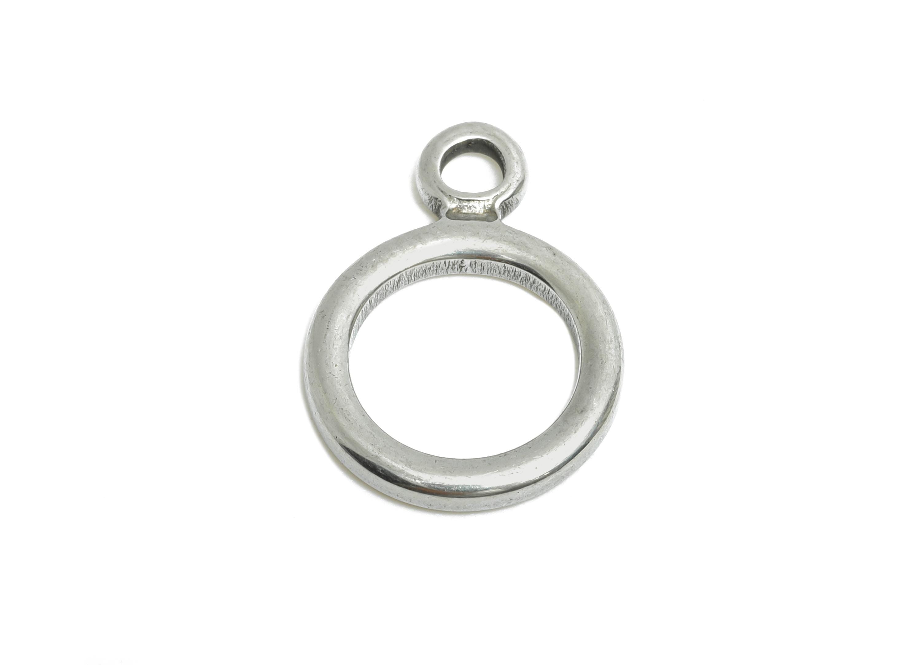 Stainless Steel Round Pendant - Simple Silver Geometric Charms for Necklace - Jewelry Making Supplies - Steel Finding - 18x13x1.9mm - SS1880 - DOMEDBAZAAR