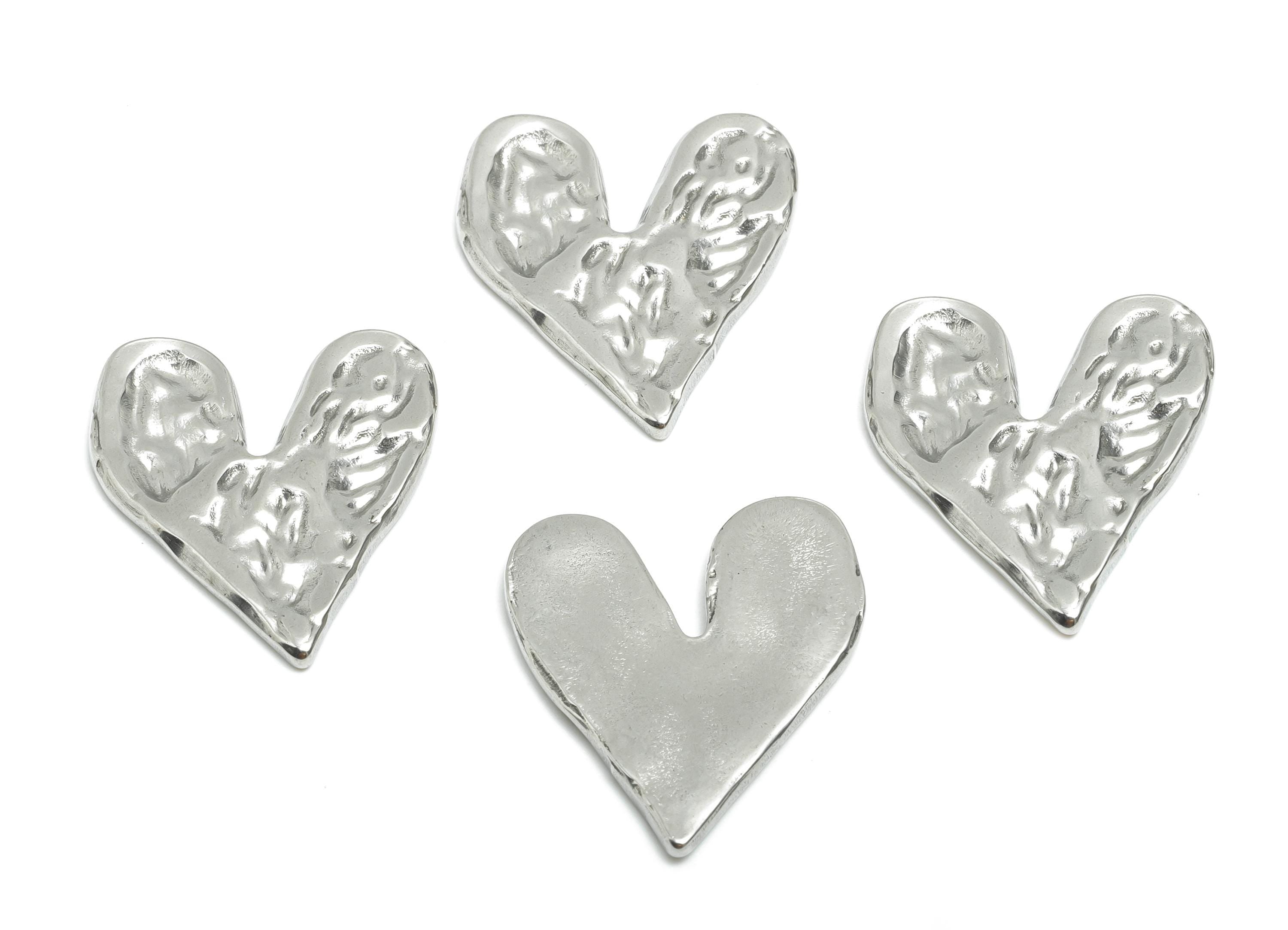 Stainless Steel Heart Charm - Vintage Hammered Heart Charm - Steel Textured Romantic Charm - Statement Heart Jewelry - 25x22.8x2mm - SS1761 - DOMEDBAZAAR