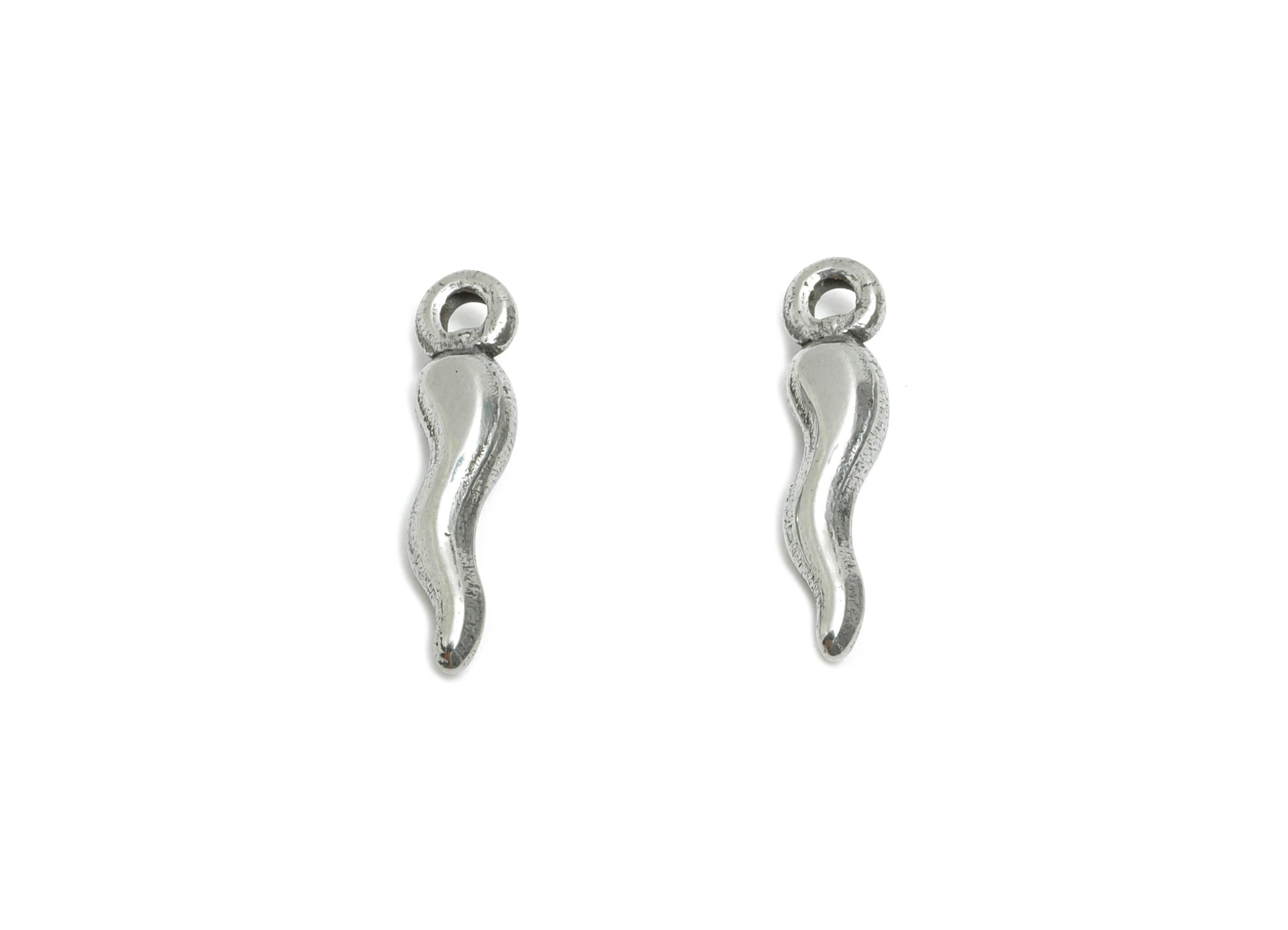 Stainless Steel Horn Charms - Minimalist Steel Curved Horn Pendant - Minimalist Horn For Necklace - Steel Jewelry - 13x3x2.56mm - SS1906 - DOMEDBAZAAR