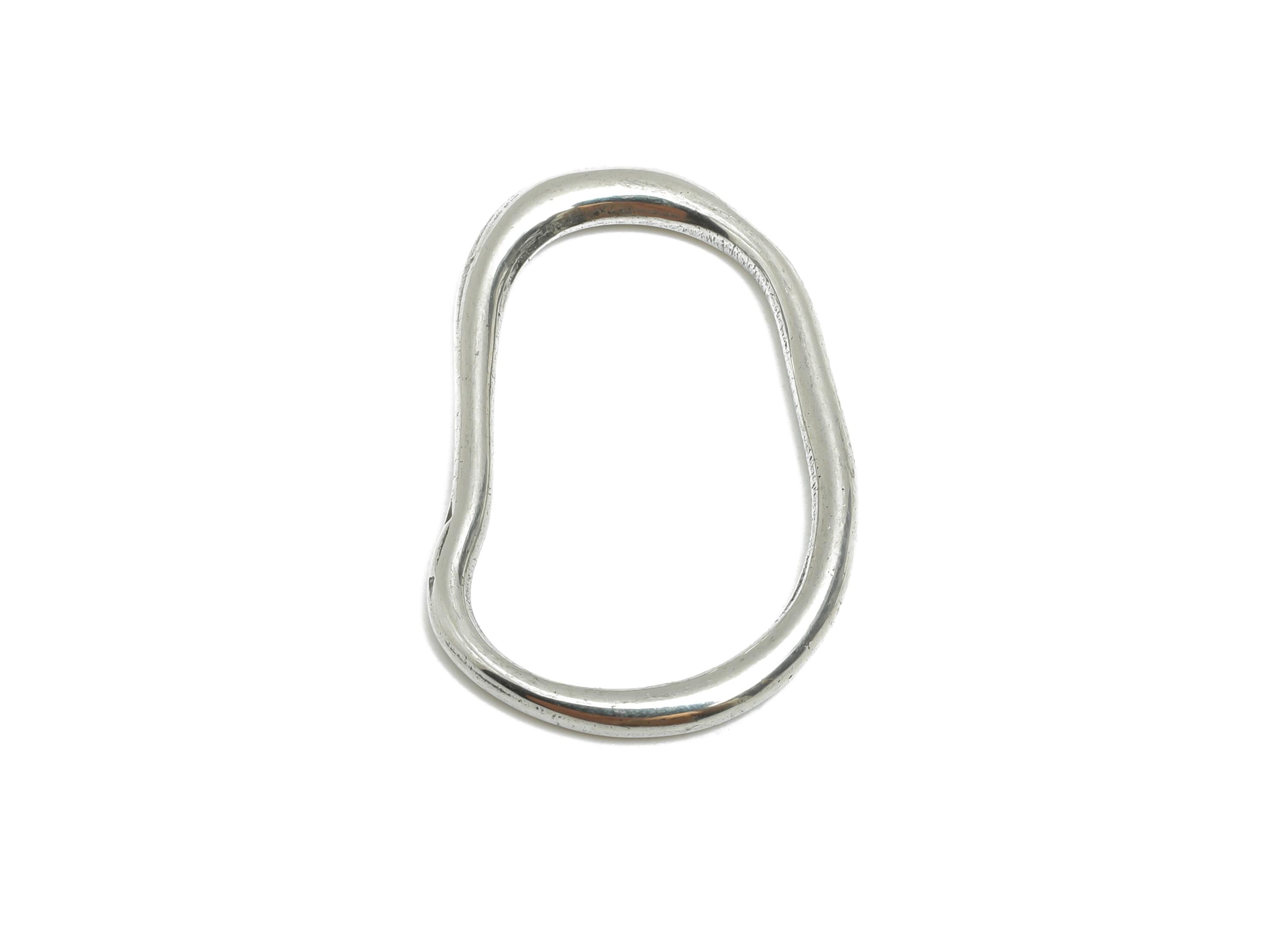 Steel Geometry Pendant - Steel Curved Link Charm - Artistic Handcrafted Oval Charm - Minimalist Stainless Steel Jewelry - 26x17x2mm - SS1748 - DOMEDBAZAAR