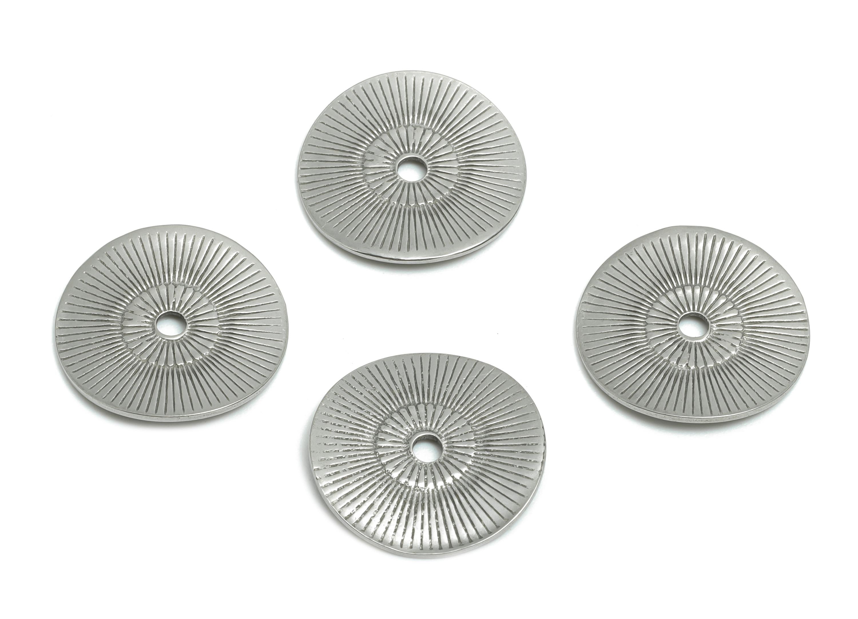 Steel Round Charm - Textured Steel Linear Pattern Charm With Loop - Spiral Geometry Charm - Stainless Steel Jewelry - 14x15x0.95mm - SS1967 - DOMEDBAZAAR