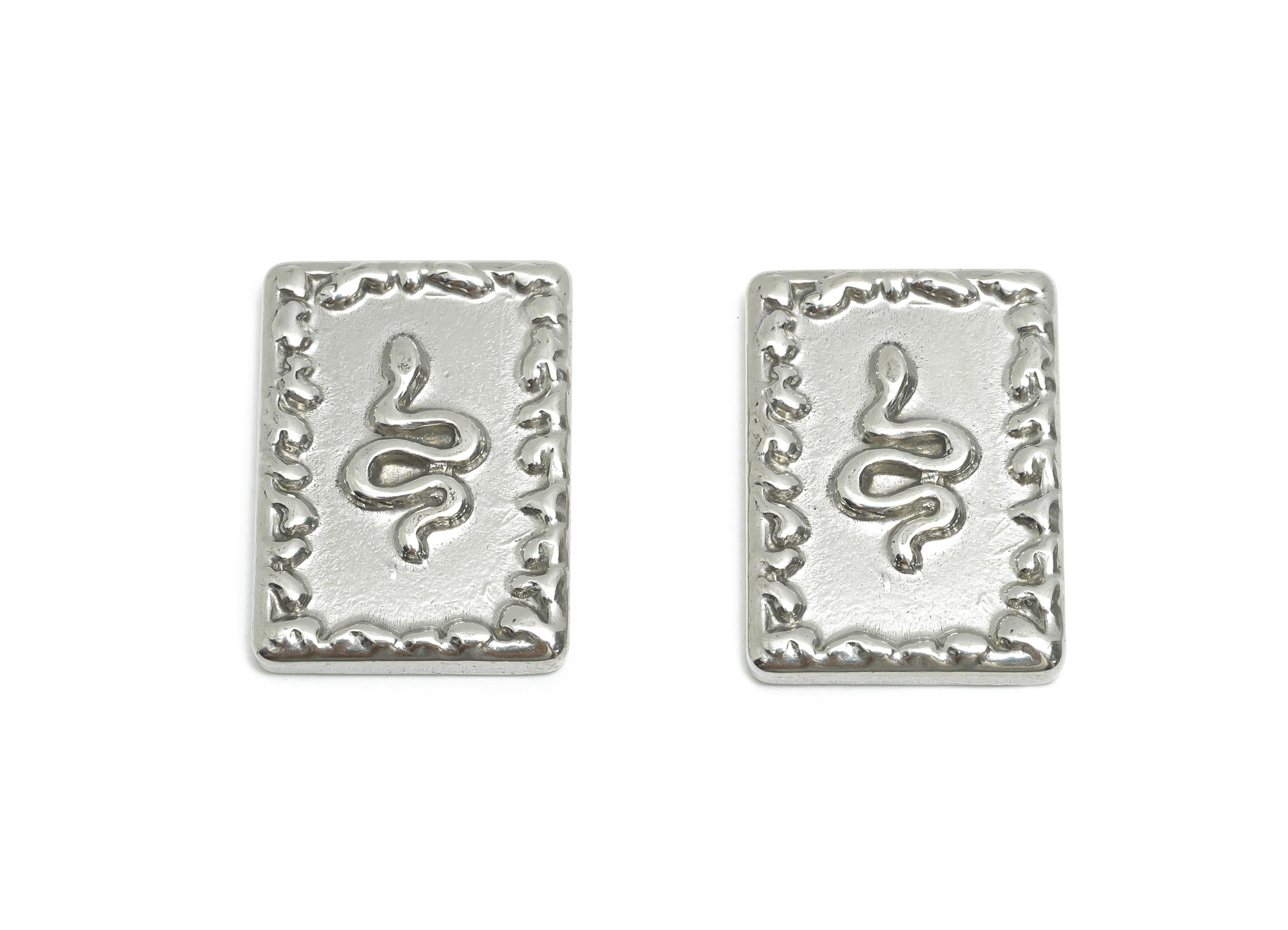 Stainless Steel Snake Charms - Unique Rectangle Snake Charms - Mystical Snake Design - Minimalist Jewelry Making - 22.3x15.7x2.9mm - SS1752 - DOMEDBAZAAR