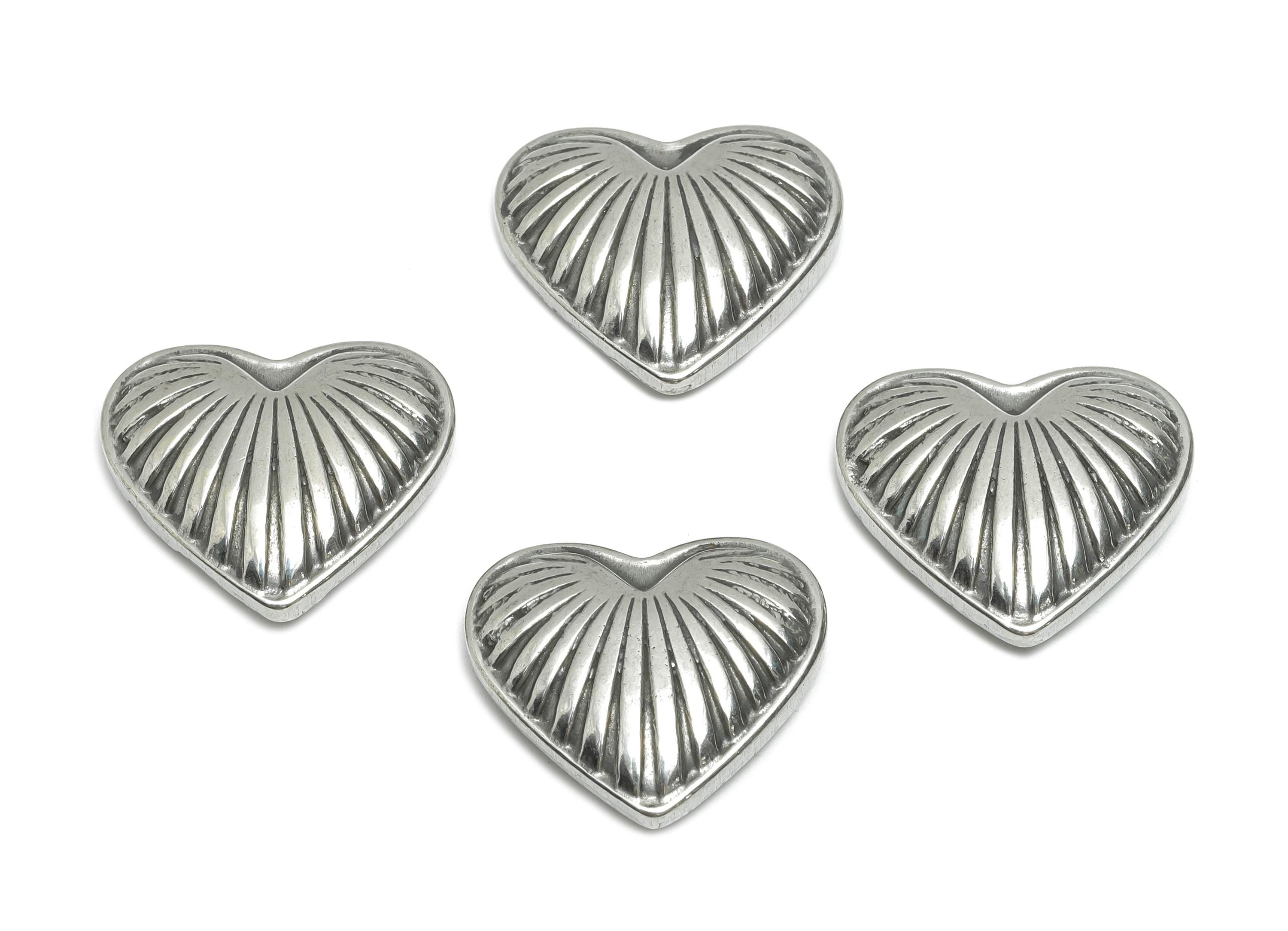 Stainless Steel Heart Charm - Textured Delicate Heart Charm - Romantic Heart Design - Elegant Handmade Jewelry - 17.05x19.63x5.18mm - SS1764 - DOMEDBAZAAR