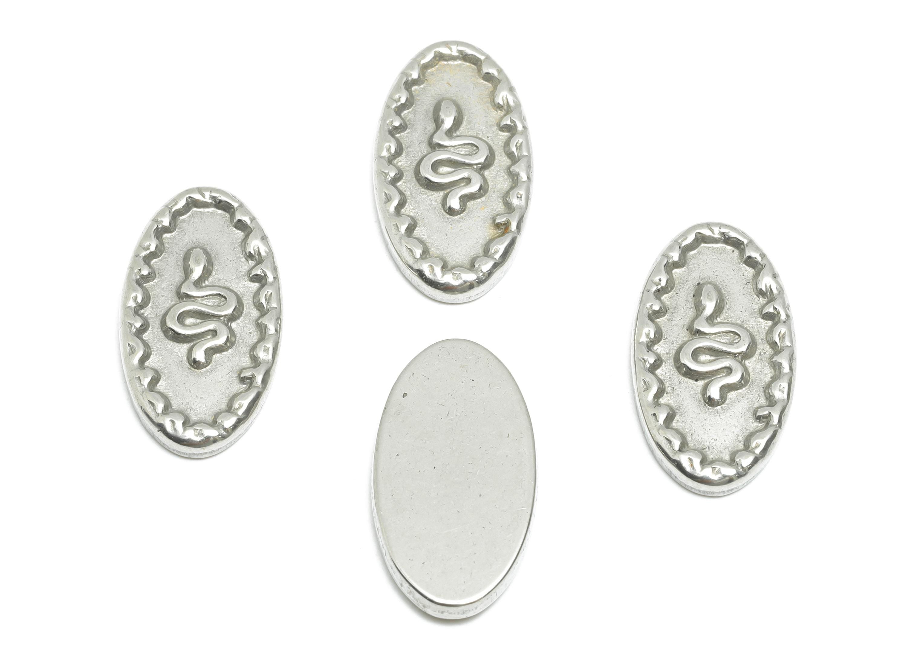 Stainless Steel Snake Charms - Vintage Oval Snake Charms - Textured Snake Steel Charm - DIY Jewelry Accessory - 22.29x11.73x2.59mm - SS1925 - DOMEDBAZAAR