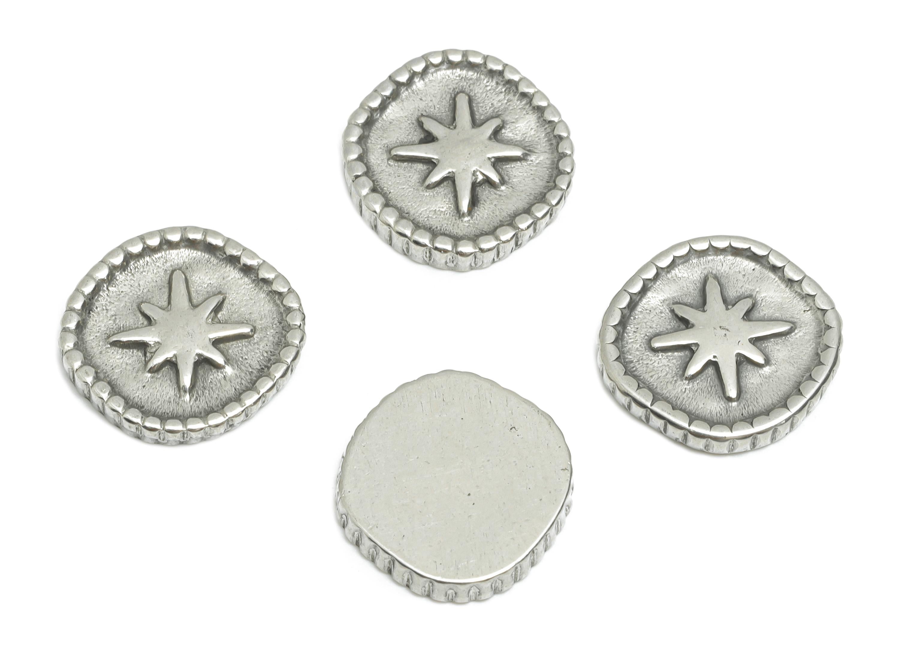 Stainless Steel Star Charm - Celestial Jewelry for Necklace - DIY Jewelry Supplies - Textured Border Crafting Jewelry - 12x12x2mm - SS1822 - DOMEDBAZAAR