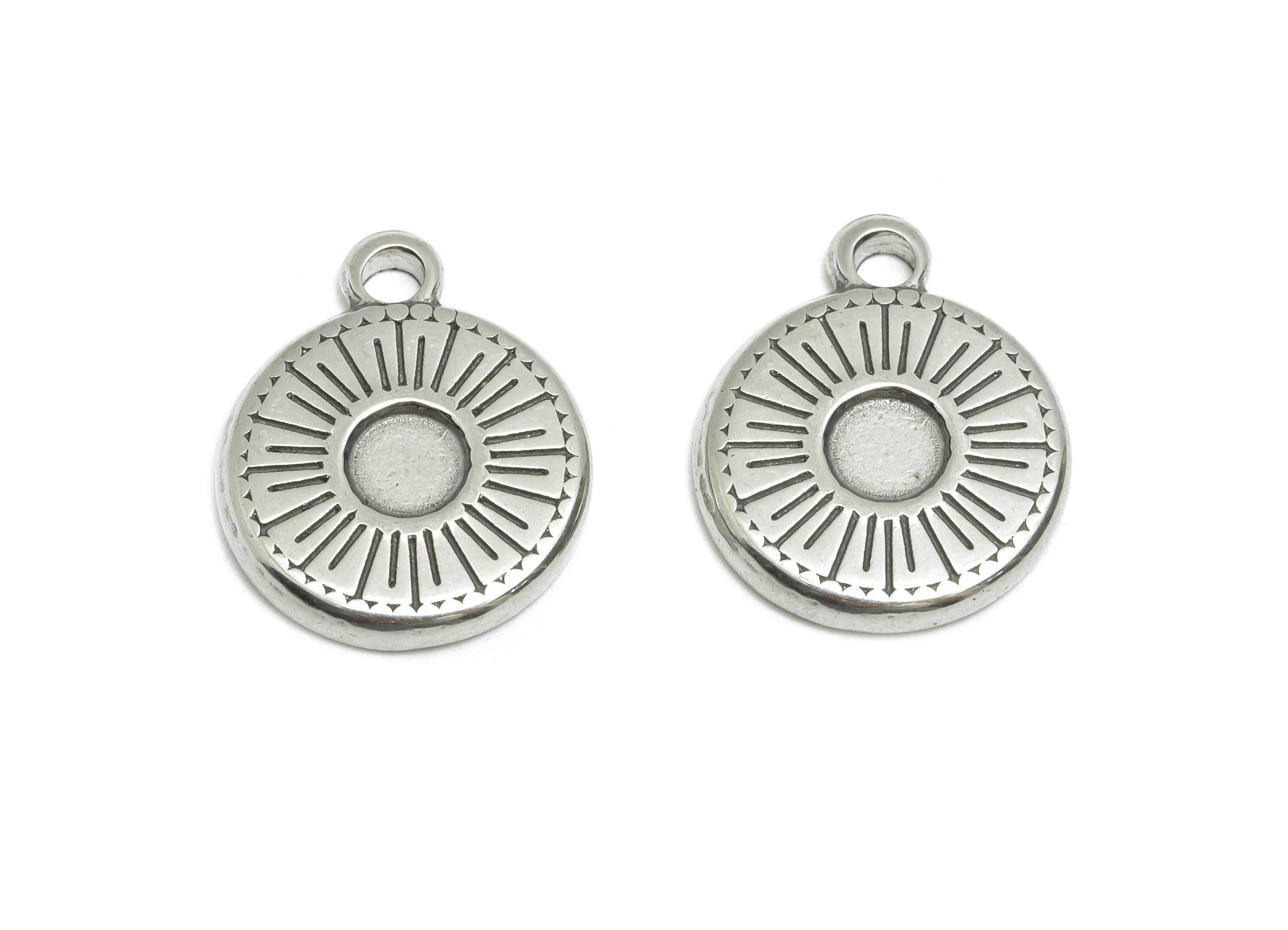 Steel Sunburst Heart Pendant - Textured Sunshine Charm for Necklace - Handmade Jewelry For Gemstone - Steel Jewelry - 19x15x2.39mm - SS1931 - DOMEDBAZAAR