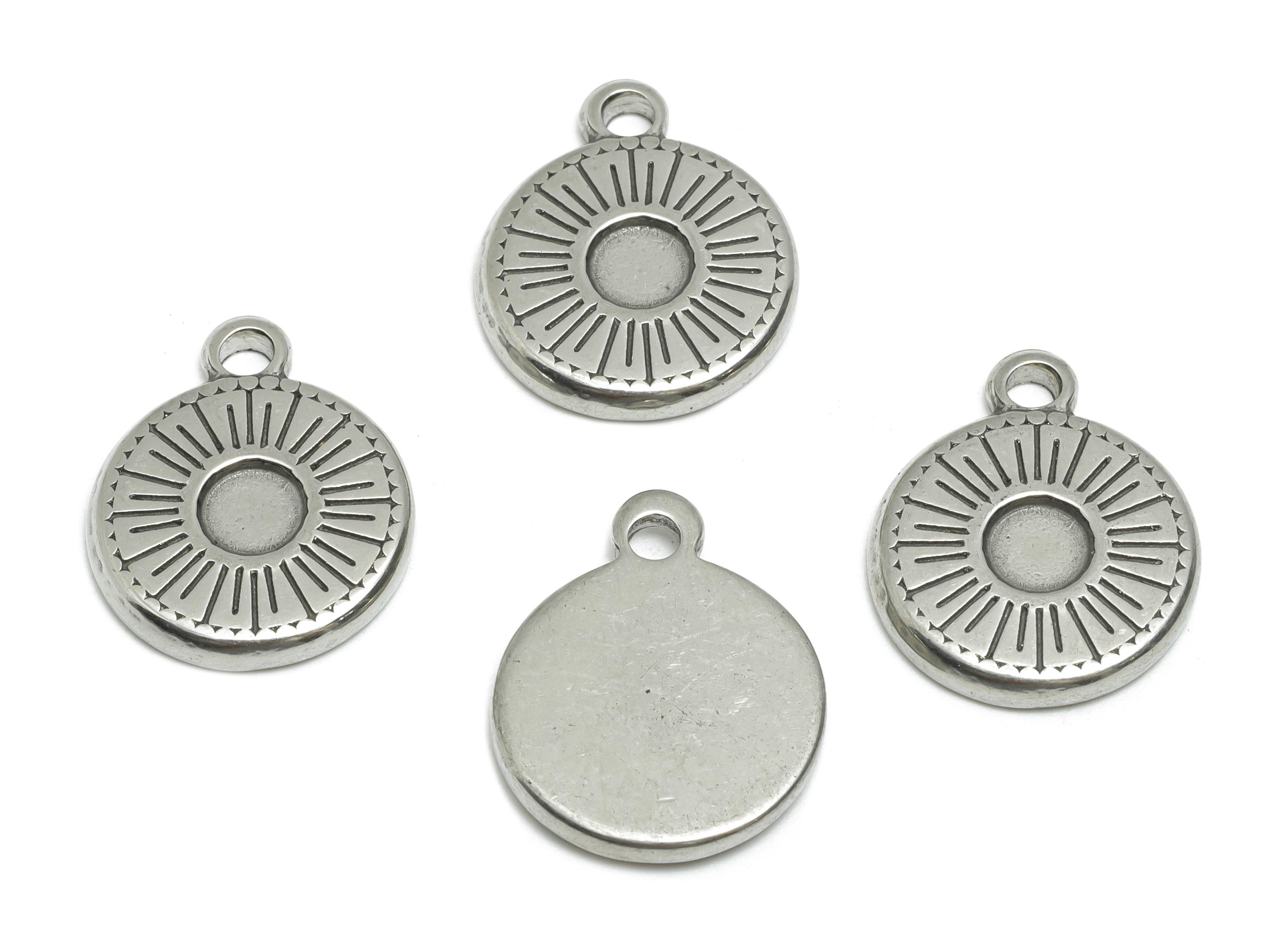 Steel Sunburst Heart Pendant - Textured Sunshine Charm for Necklace - Handmade Jewelry For Gemstone - Steel Jewelry - 19x15x2.39mm - SS1931 - DOMEDBAZAAR