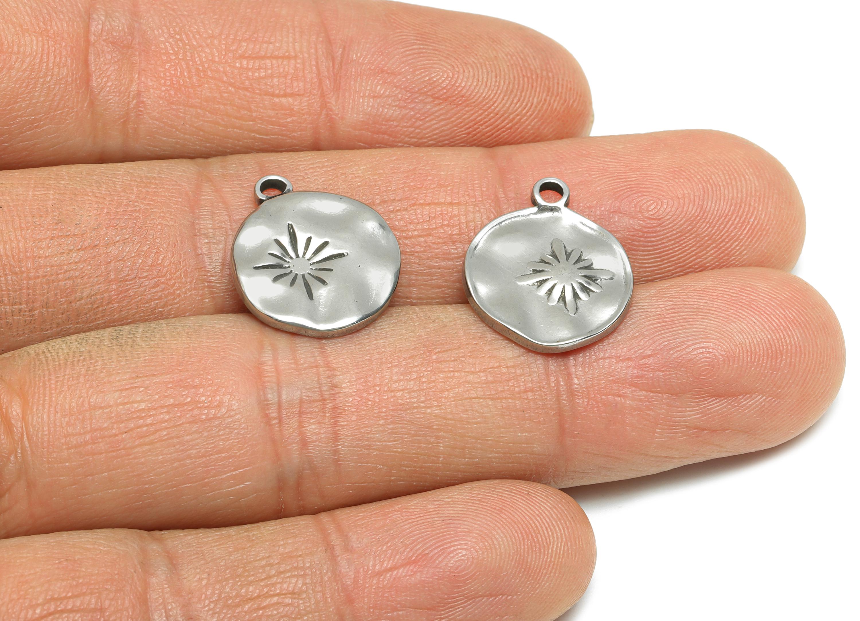 Steel Sunburst Heart Pendant - Hammered Sunshine Charm for Necklace - Handmade Jewelry For Gemstone - Steel Jewelry - 18x15x2.21mm - SS1823 - DOMEDBAZAAR