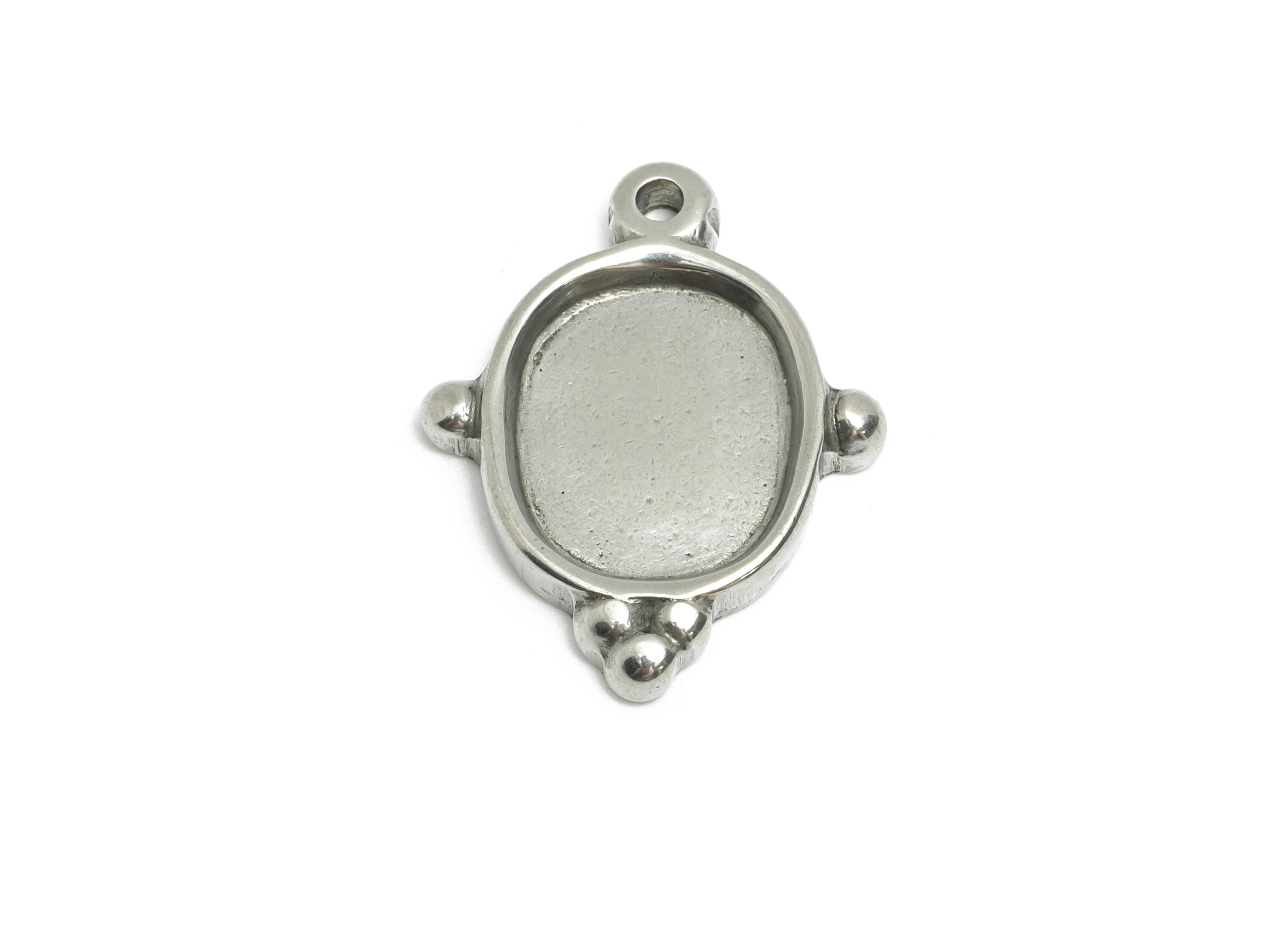 Stainless Steel Oval Charm - Vintage Geometry Charms - Minimalist Bezel Setting Pendant - Customizable Jewelry Base - 21x17x2.73mm - SS1927 - DOMEDBAZAAR