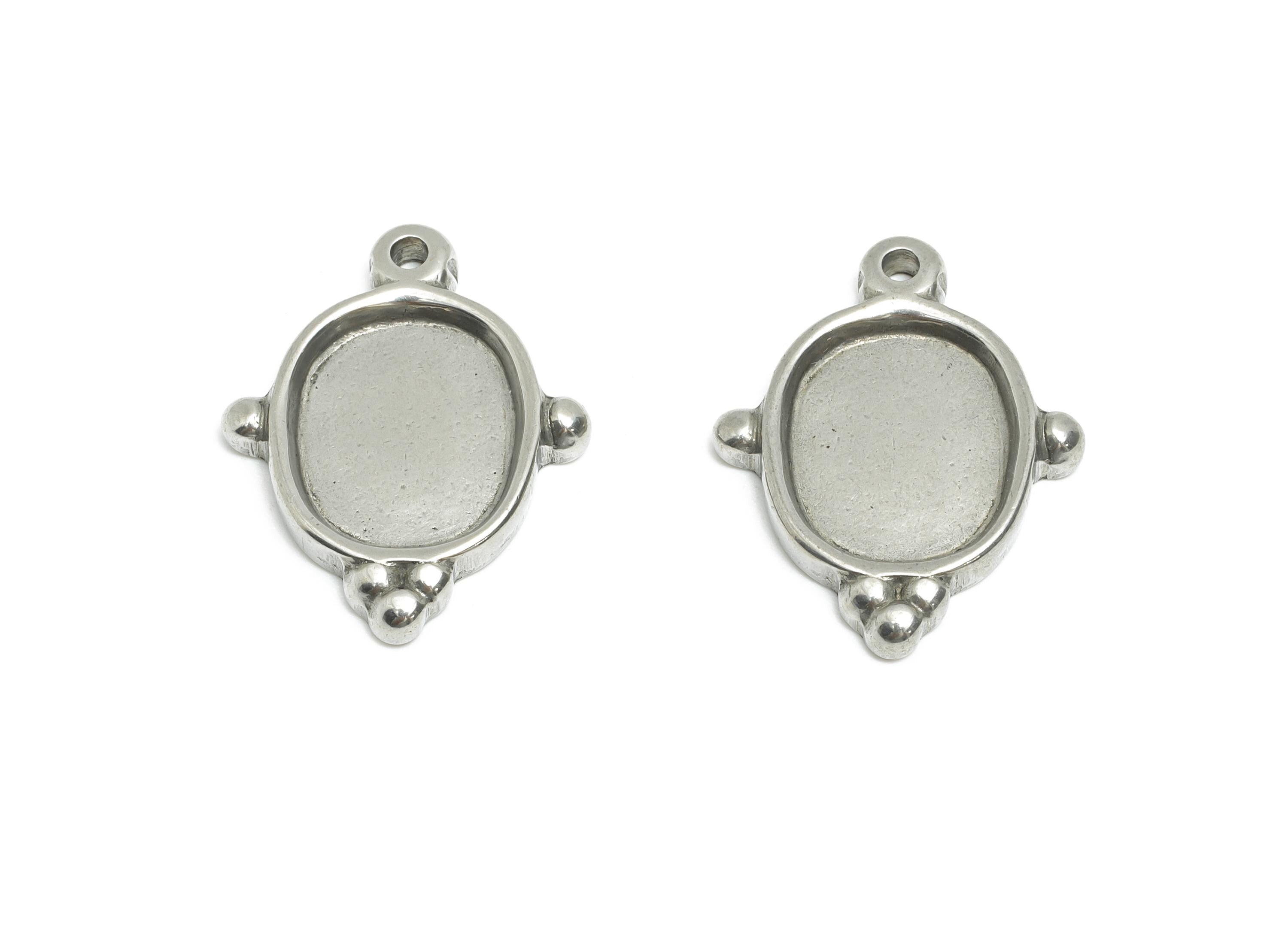 Stainless Steel Oval Charm - Vintage Geometry Charms - Minimalist Bezel Setting Pendant - Customizable Jewelry Base - 21x17x2.73mm - SS1927 - DOMEDBAZAAR