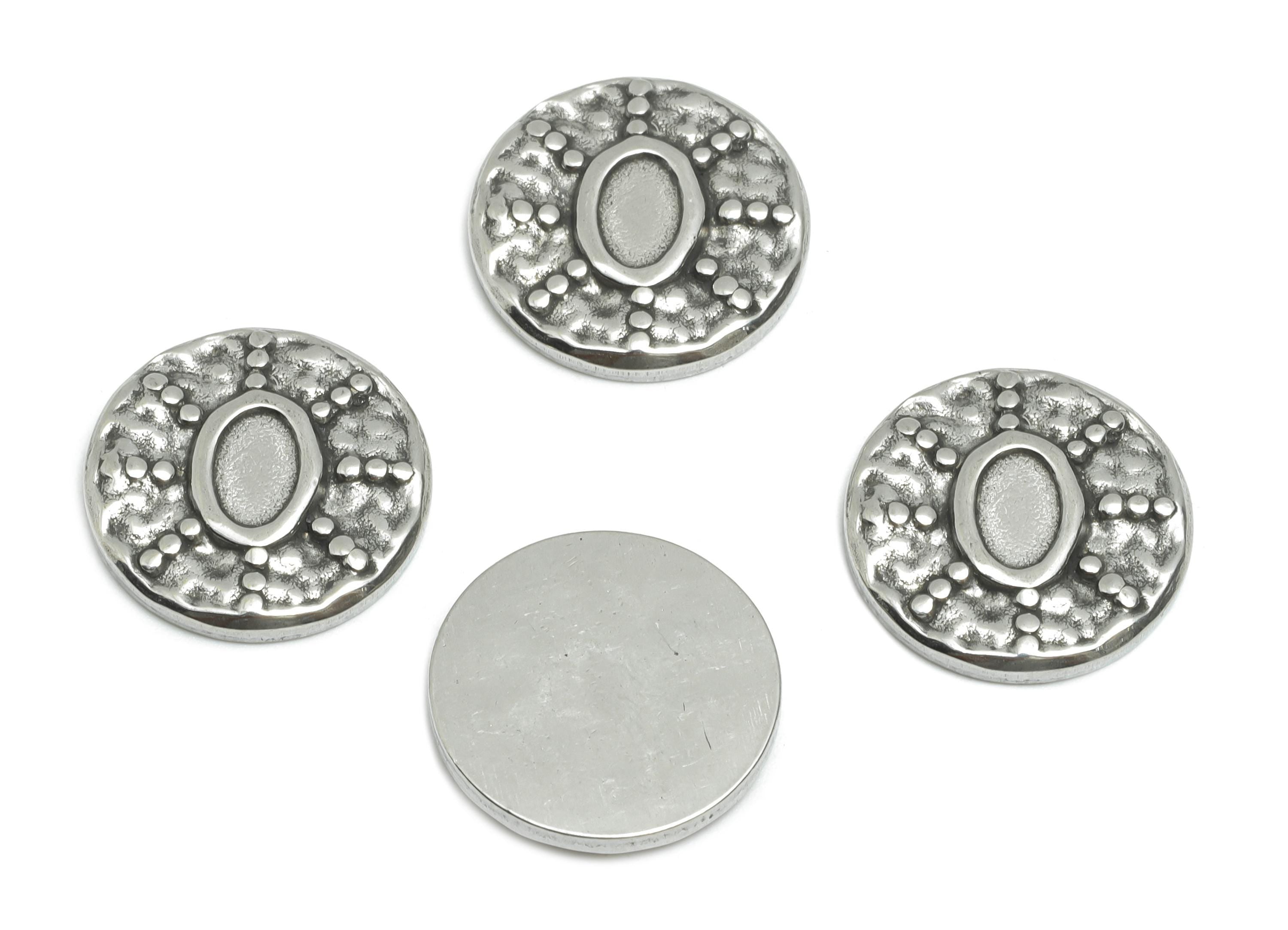 Stainless Steel Oval Pendant - Elegant Sunburst Charm For Necklace - Minimalist DIY Crafting Supplies - Steel Jewelry - 14x14x2mm - SS1819 - DOMEDBAZAAR