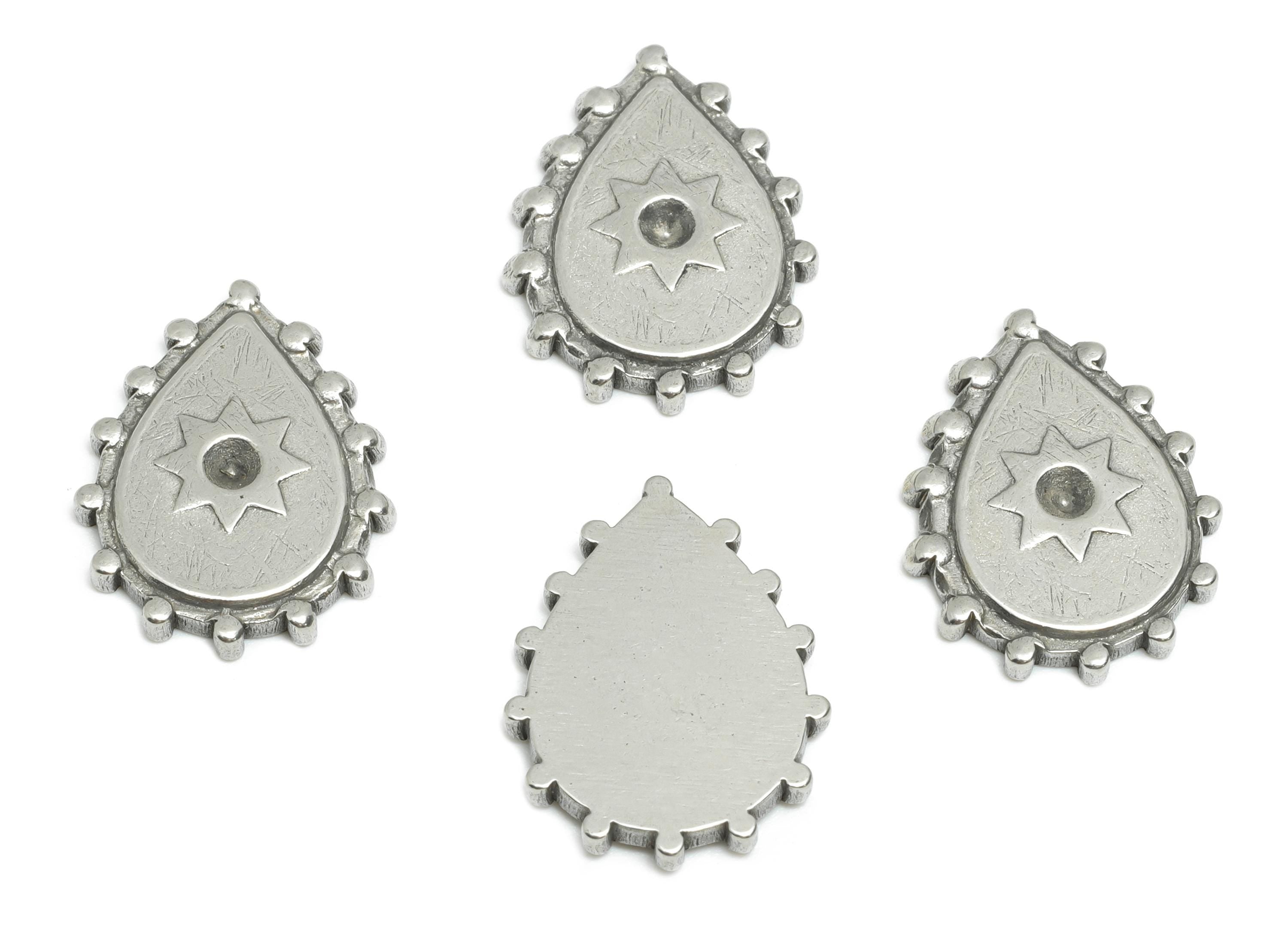 Stainless Steel Star Charm - Teardrop Sun Geometry Charm For Necklace - Customizable Jewelry Base - Steel Jewelry - 16x12x2mm - SS1726 - DOMEDBAZAAR