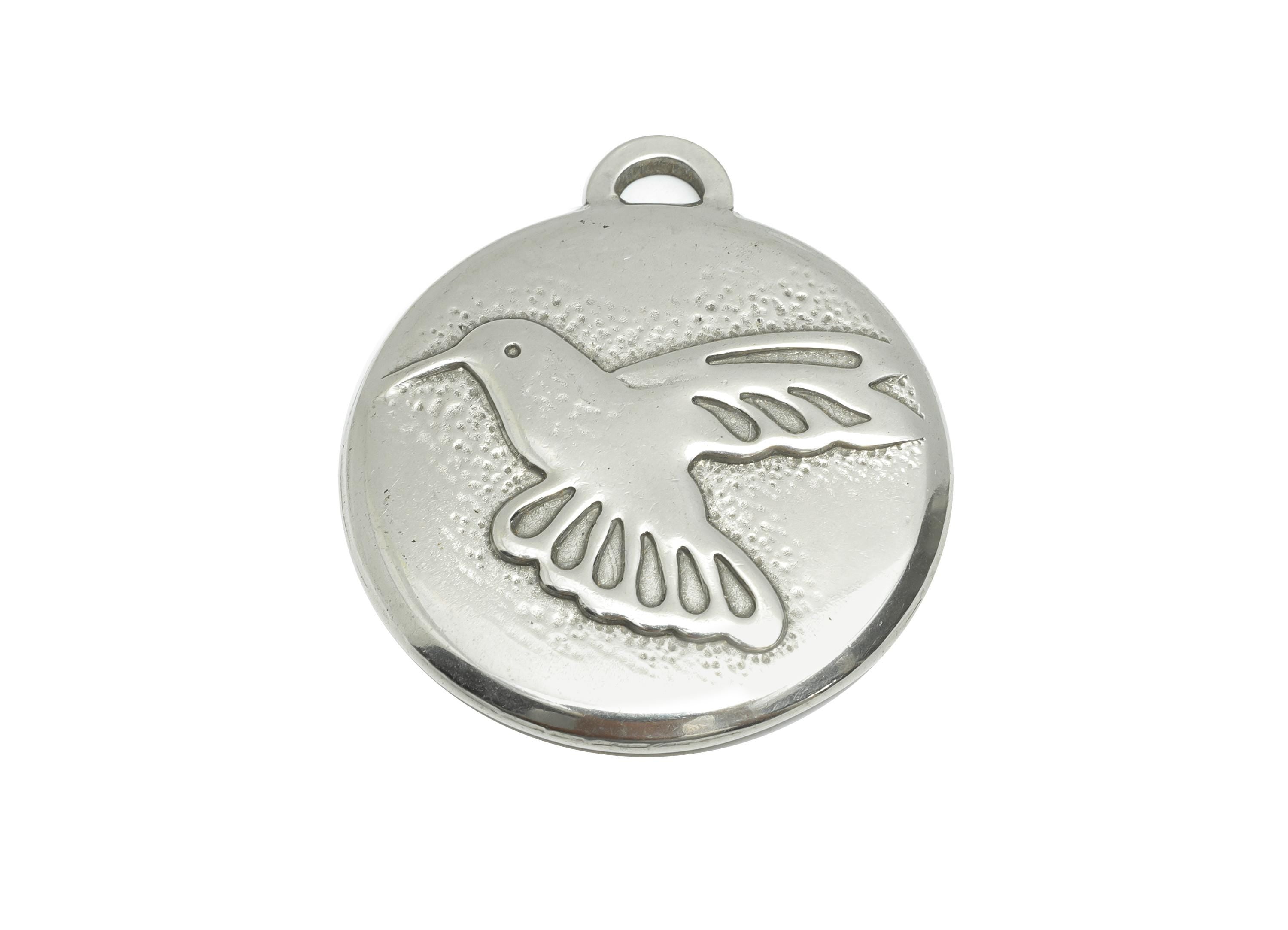 Stainless Steel Bird Charm - Textured Bird Pendant for Necklace - Freedom Detailed Feathers - Steel Jewelry - 34x30x3.06mm - SS1972 - DOMEDBAZAAR