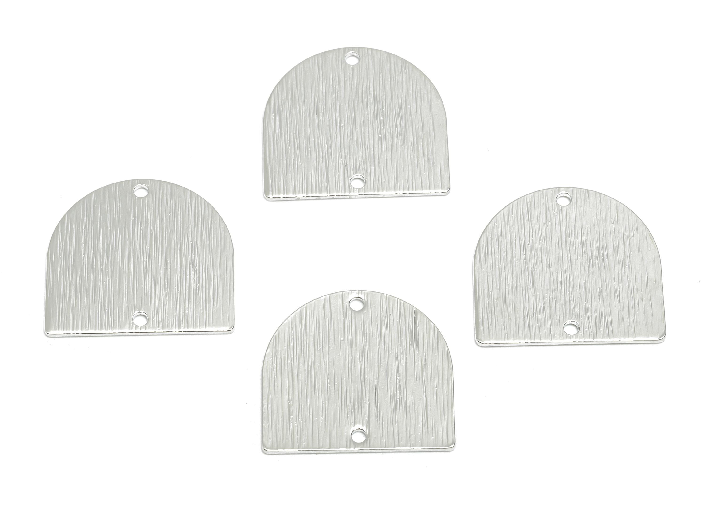 Brass Domed Earring Connector - Textured Domed Earring Charm - 18K Real White Gold Plated - Jewelry Making Supplies - 16x16x0.6mm - RGP10016 - DOMEDBAZAAR