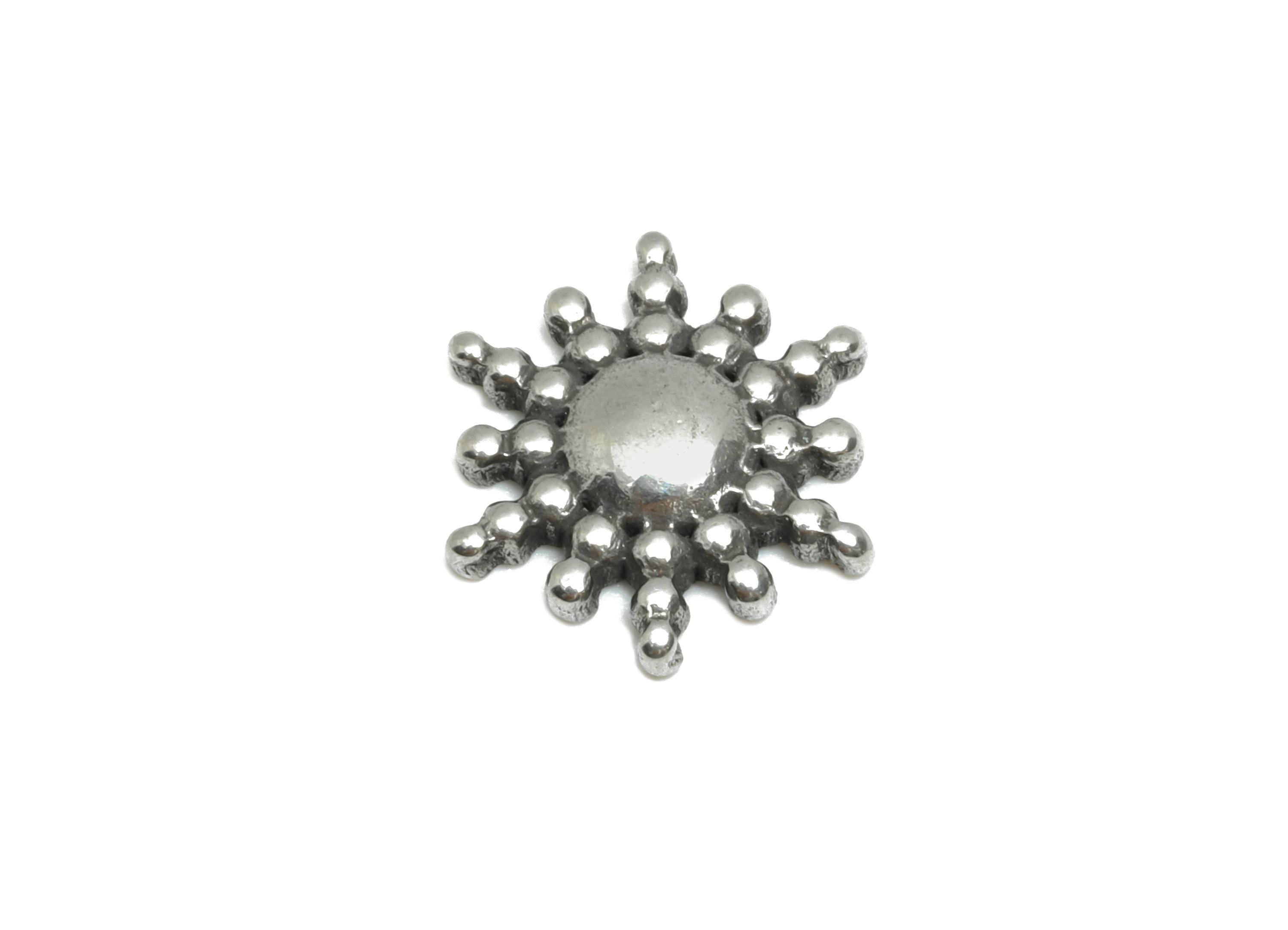 Stainless Steel Sunburst Charm - Steel Mini Sunshine Charm - Vintage Looking Textured Charm - Steel Jewelry Accent - 9.12x9x1.97mm - SS1778 - DOMEDBAZAAR