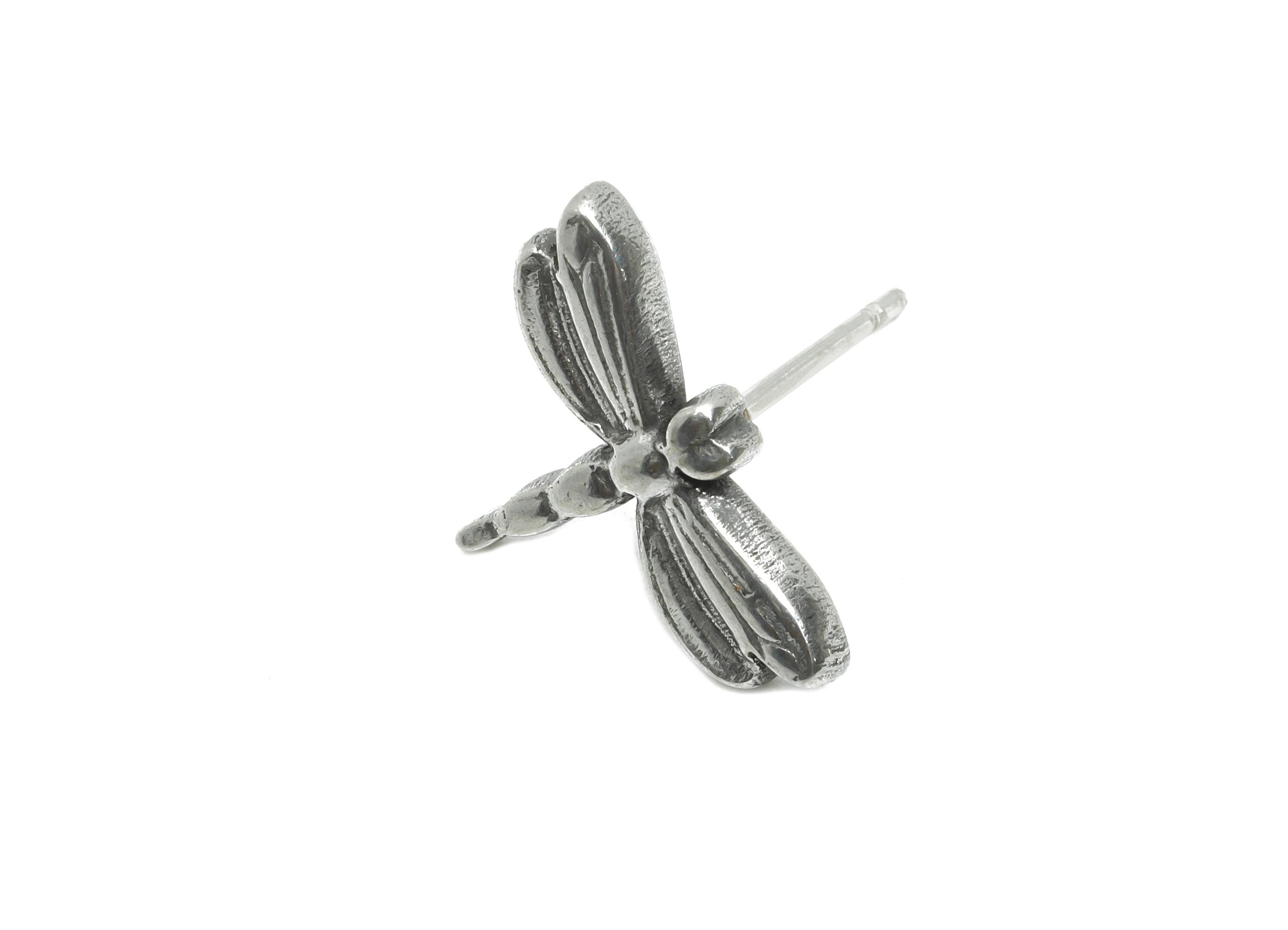 Stainless Steel Dragonfly Studs - Silver Insect Earring Post - Refined Dragonfly Earring Stud - Steel Findings - 15.84x10.87x2.13mm - SS2185 - DOMEDBAZAAR