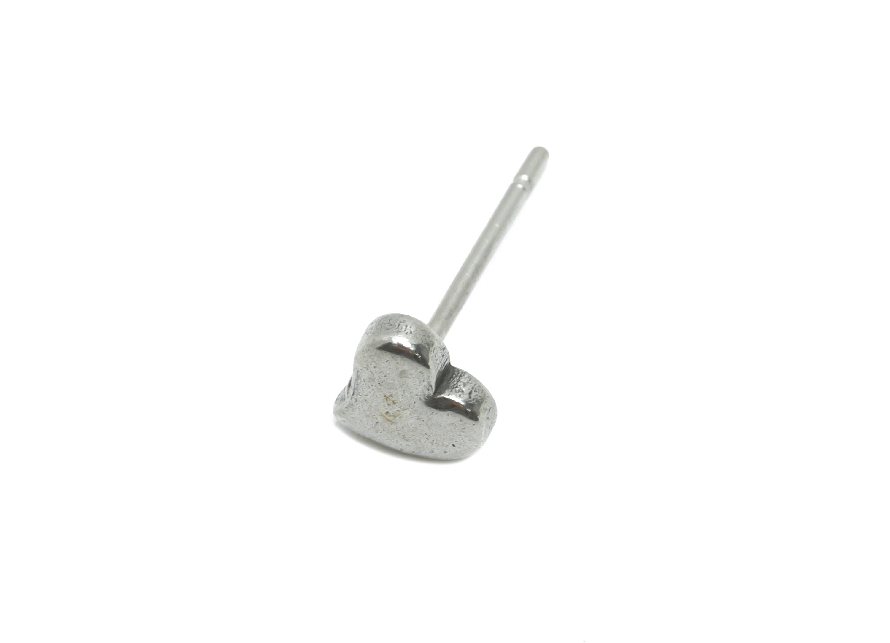 Steel Heart Earring Stud - Minimalist Mini Heart Earring Post - Modern Love Earring Stud - Stainless Steel Jewelry - 5.5x5.79x1.8mm - SS2169 - DOMEDBAZAAR
