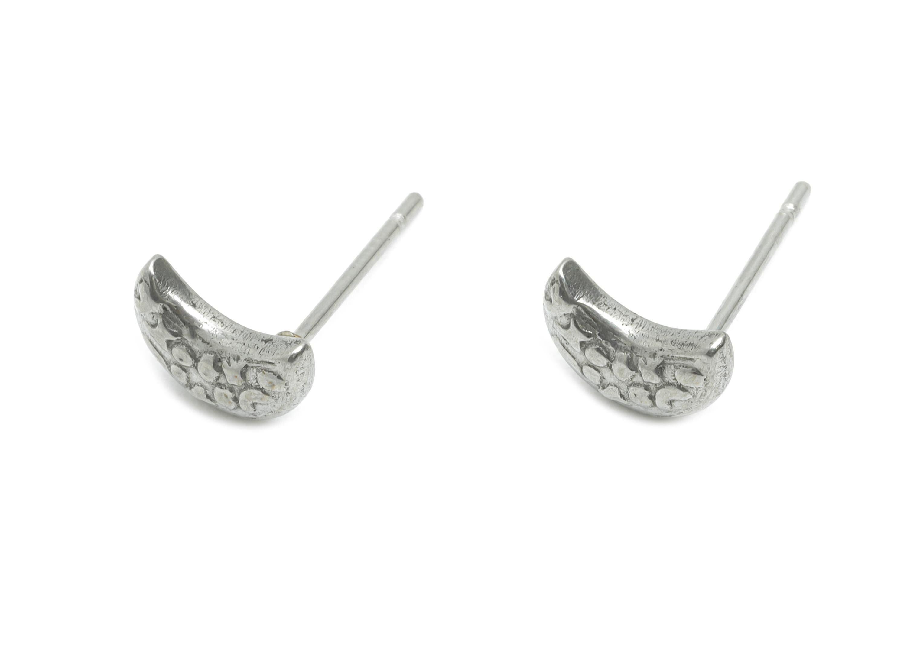 Stainless Steel Crescent Stud - Silver Celestial Moon Earring Post - Minimalist Moon Earring Stud - Steel Jewelry - 8.3x6.09x1.84mm - SS2147 - DOMEDBAZAAR
