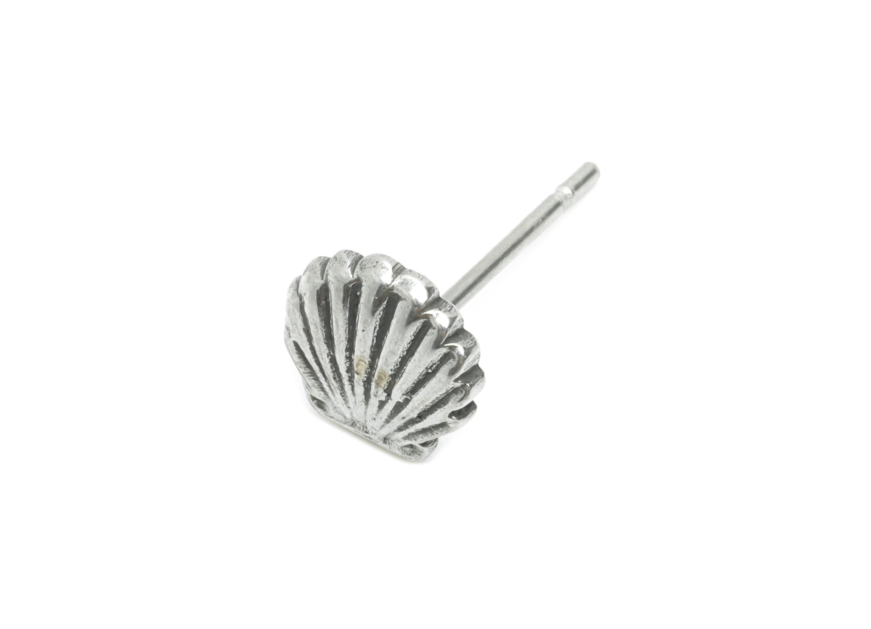 Stainless Steel Shell Stud - Minimalist Silver Seashell Earring Post - Ocean-Inspired Jewelry - Steel Earring Finding - 7.3x7x1.4mm - SS2157 - DOMEDBAZAAR