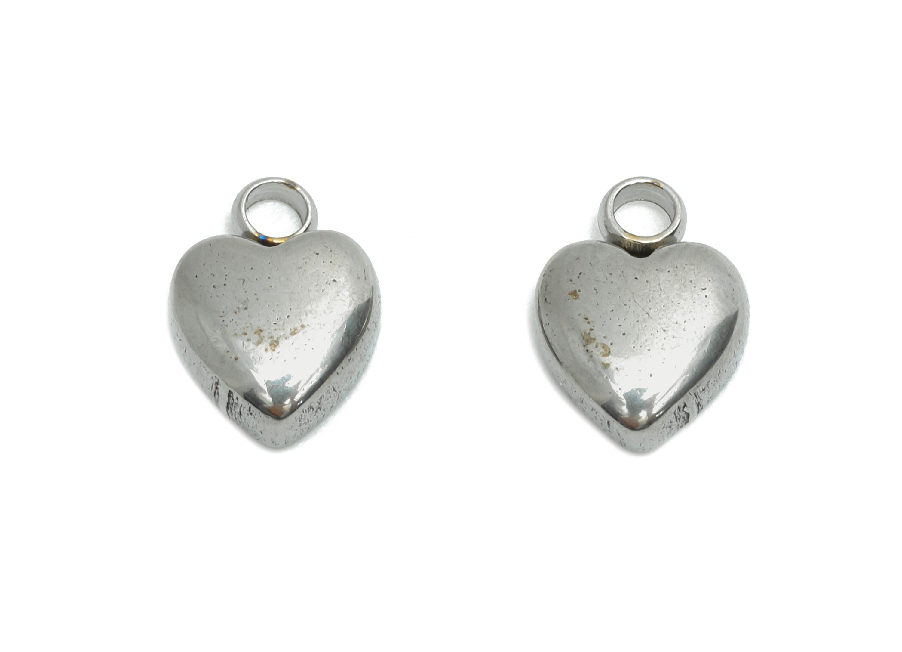 Stainless Steel Heart Charms - Simple Silver Heart Bracelet Charm - Romantic Love Charms - Steel Jewelry Making - 9.5x7.09x2.98mm - SS2208 - DOMEDBAZAAR