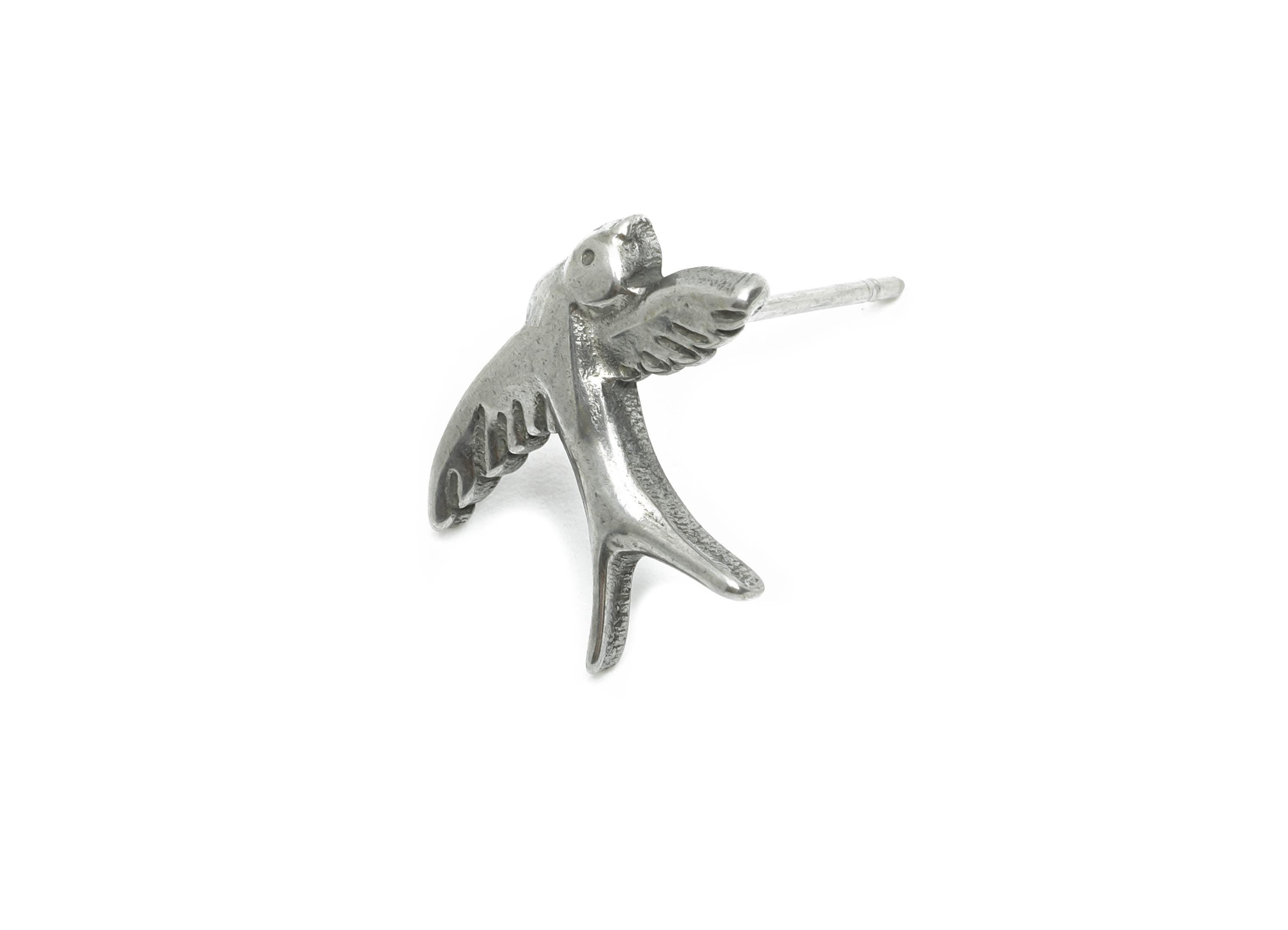 Stainless Steel Swallow Studs - Silver Vintage Bird Earring Posts - Minimalist Animal Earring Stud - Steel Finding - 13x15.38x2mm - SS2167 - DOMEDBAZAAR