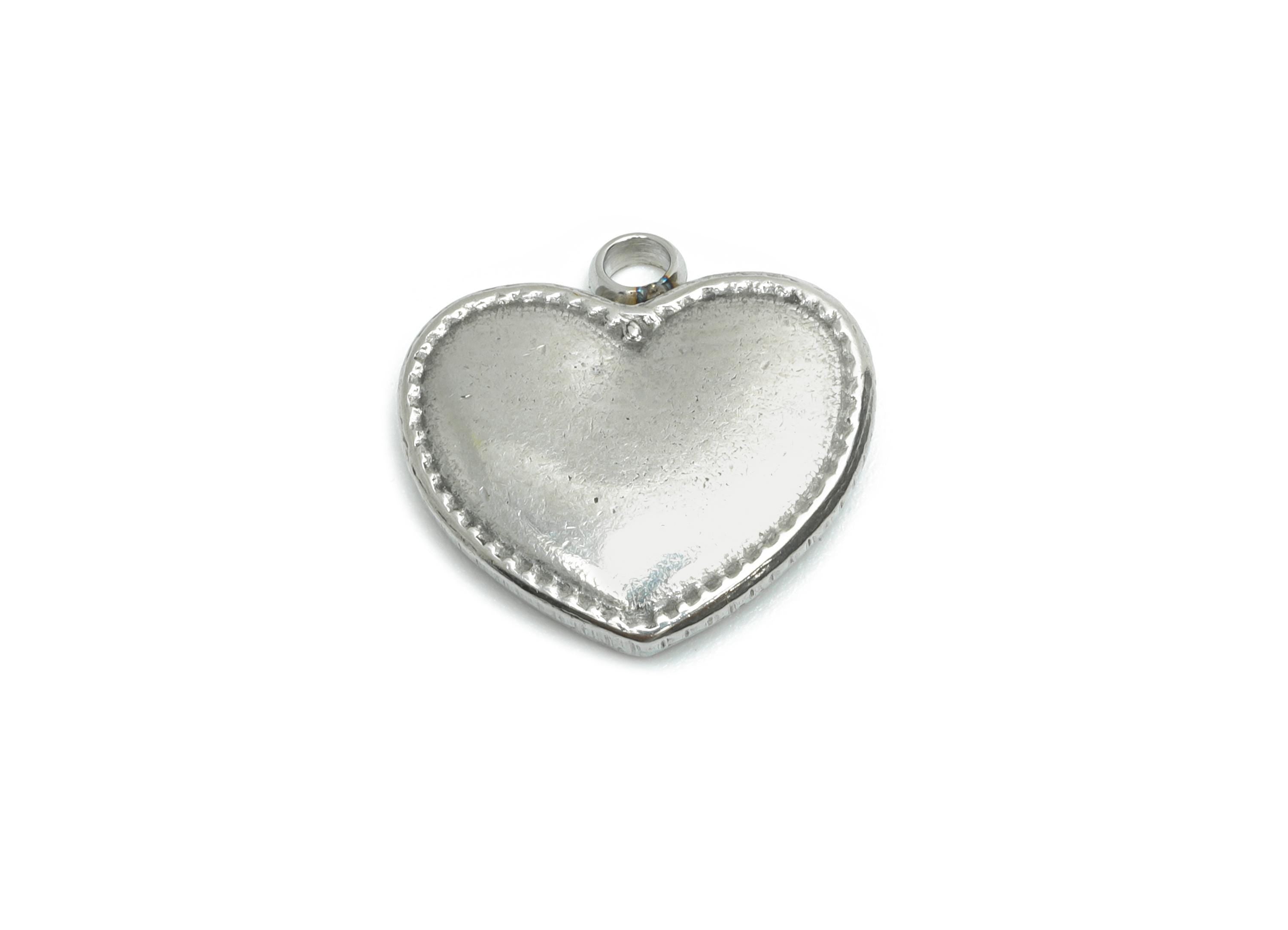 Stainless Steel Heart Pendant - Timeless Heart Necklace Pendant - Romantic Jewelry Accessories - Steel Finding - 13.6x14.27x2.84mm - SS2198 - DOMEDBAZAAR