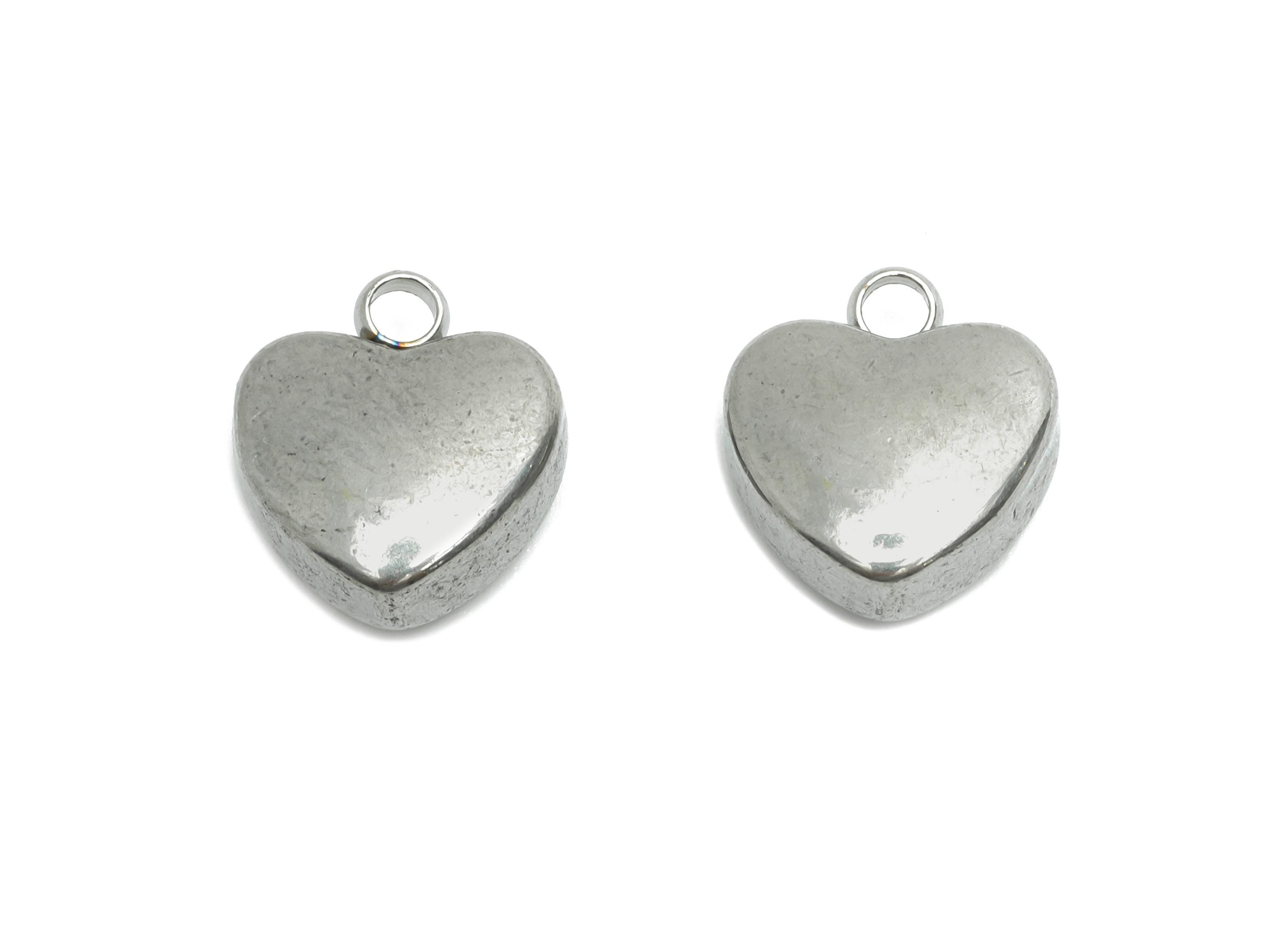 Stainless Steel Heart Charms - Classic Silver Heart Bracelet Charm - Romantic Heart Charms - Steel Jewelry Component - 11.17x10x5mm - SS2196 - DOMEDBAZAAR