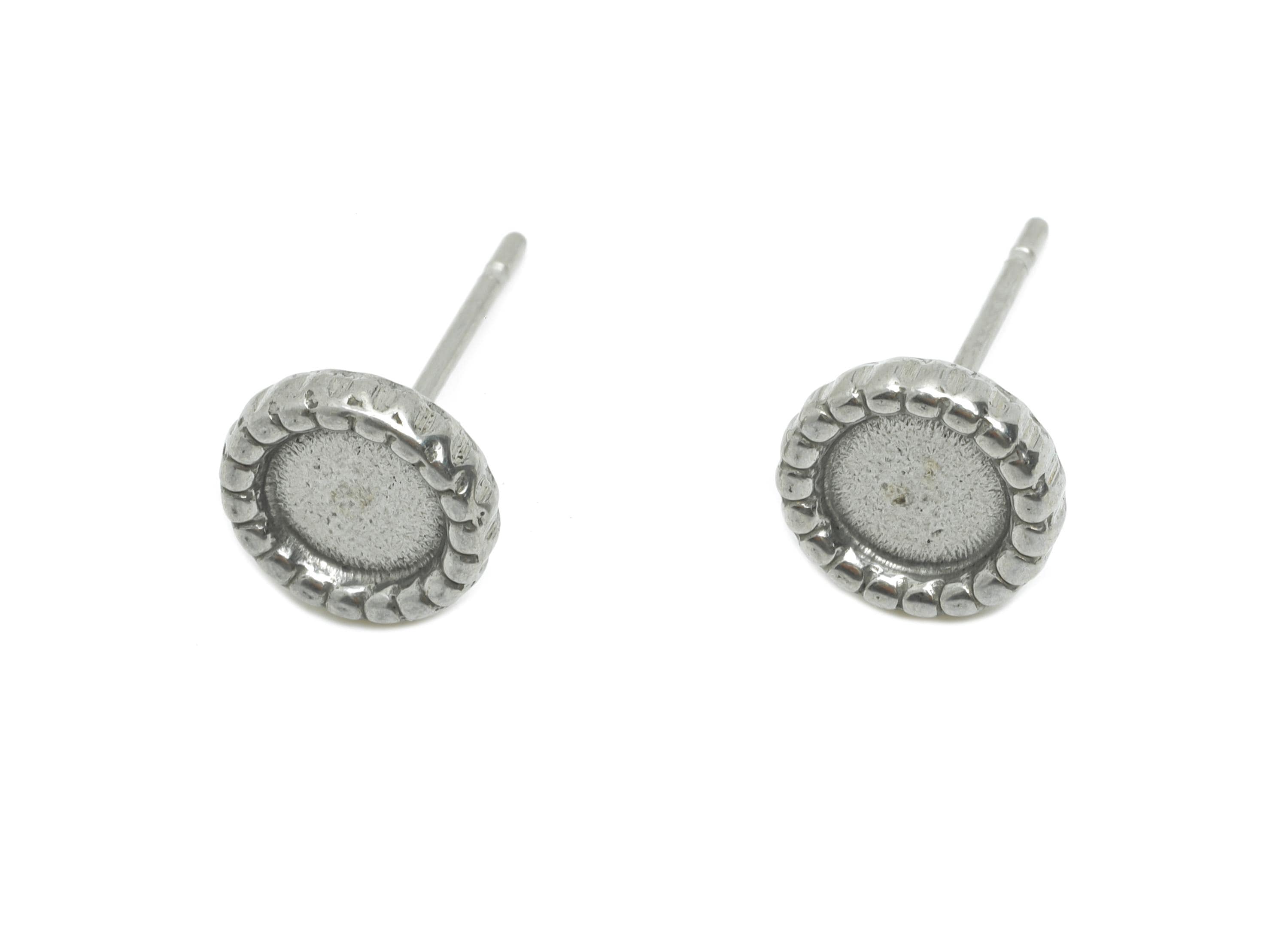 Steel Bezel Stud Earring - Steel Rope Border Earring Post - Blank Bezel for Customization - DIY Resin Earring Setting - 8x8x2.22mm - SS2173 - DOMEDBAZAAR