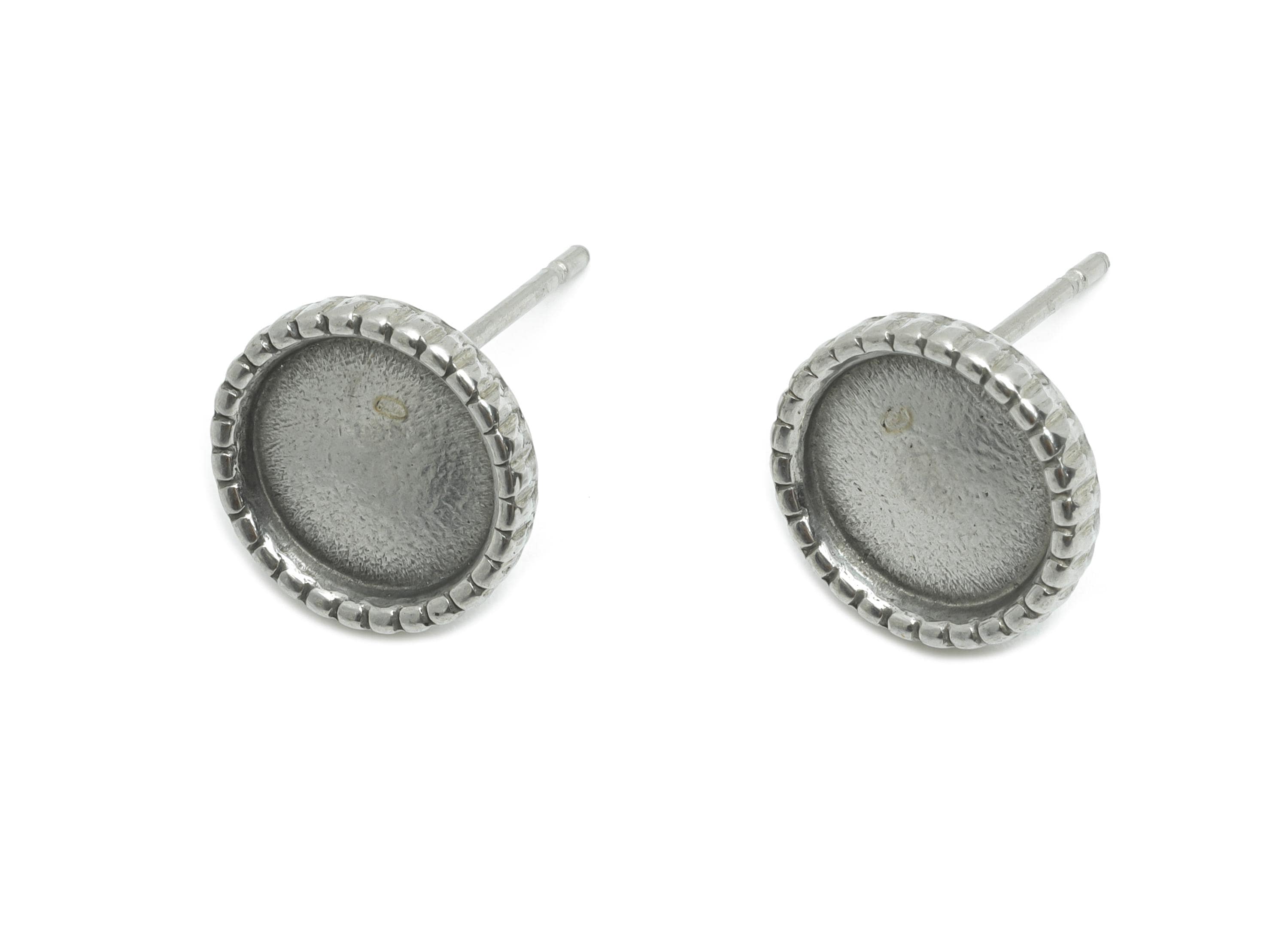 Steel Bezel Stud Earring - Steel Vintage Earring Post - Blank Bezel for Customization Jewelry - DIY Resin Earring Setting - 10x10x2mm-SS2152 - DOMEDBAZAAR