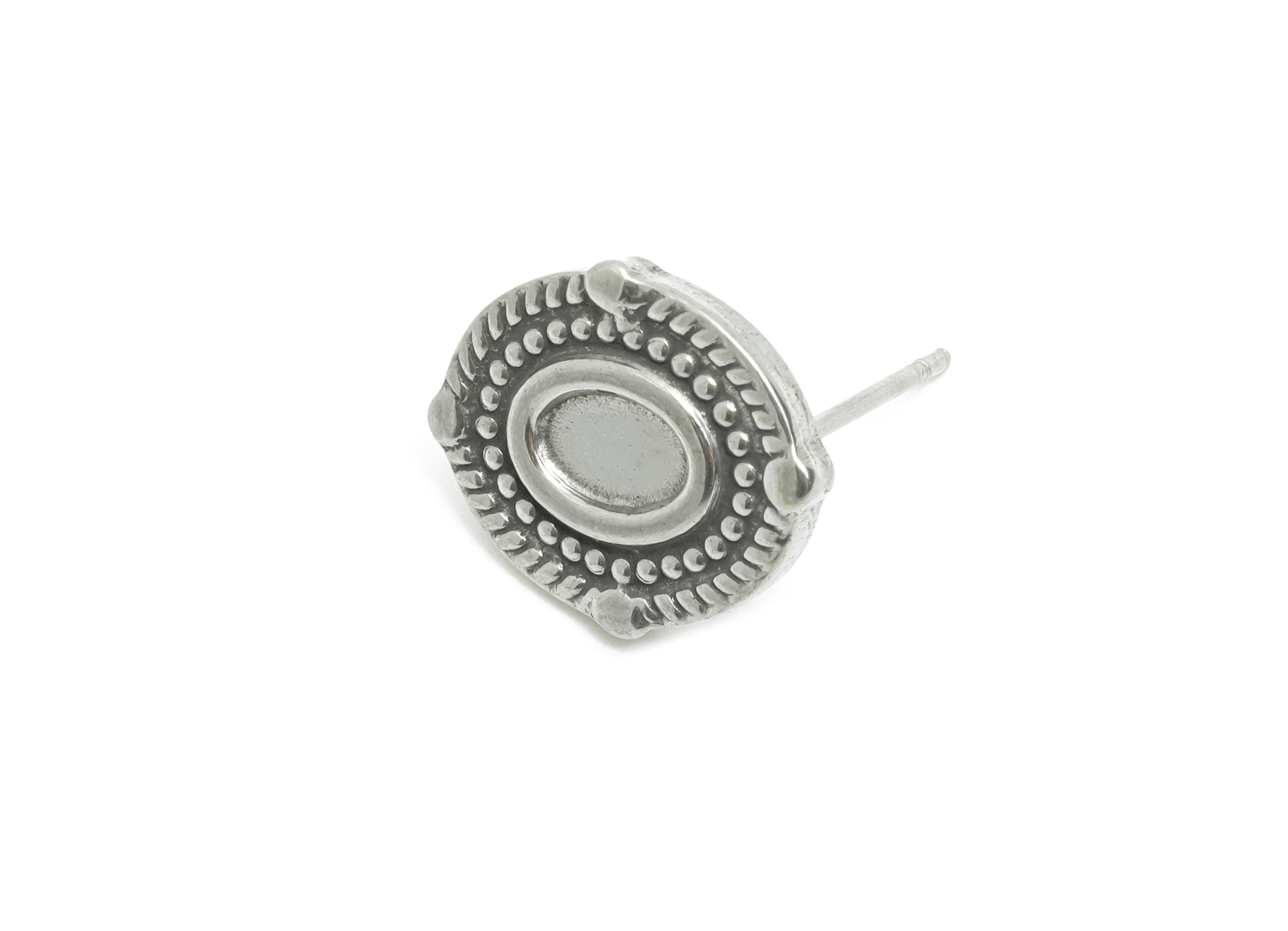Oval Bezel Stud Earring - Steel Vintage Earring Post - Boho Chic Earring Component - Oval Cabochon Earring Setting - 15x12x2.18mm - SS2182 - DOMEDBAZAAR
