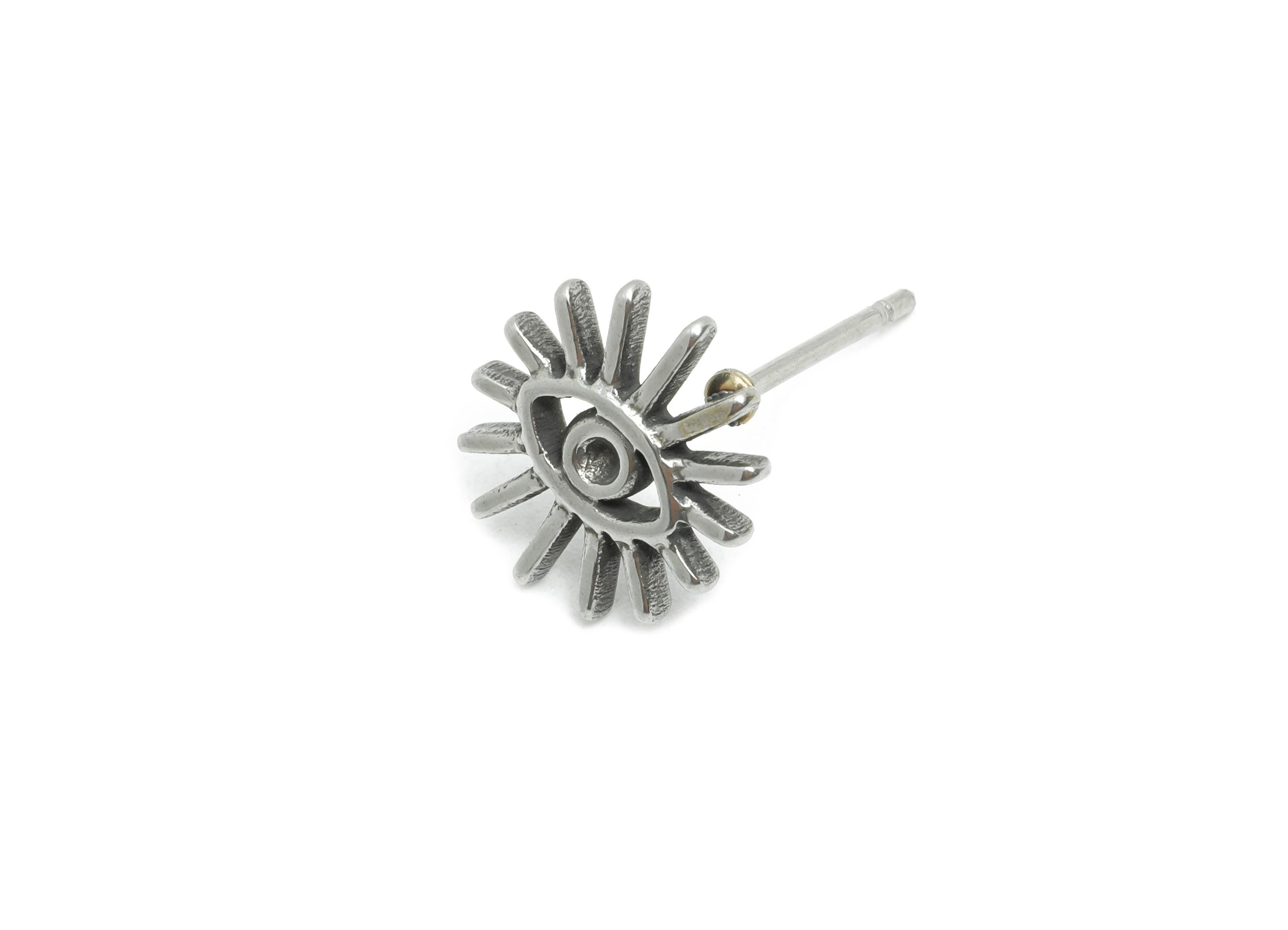 Sunburst Earrings Stud Earring - Steel Celestial Earring Post - Handmade Small Cabochon Earring - Eye motif Stud Earring - 9x10x1mm - SS2153 - DOMEDBAZAAR