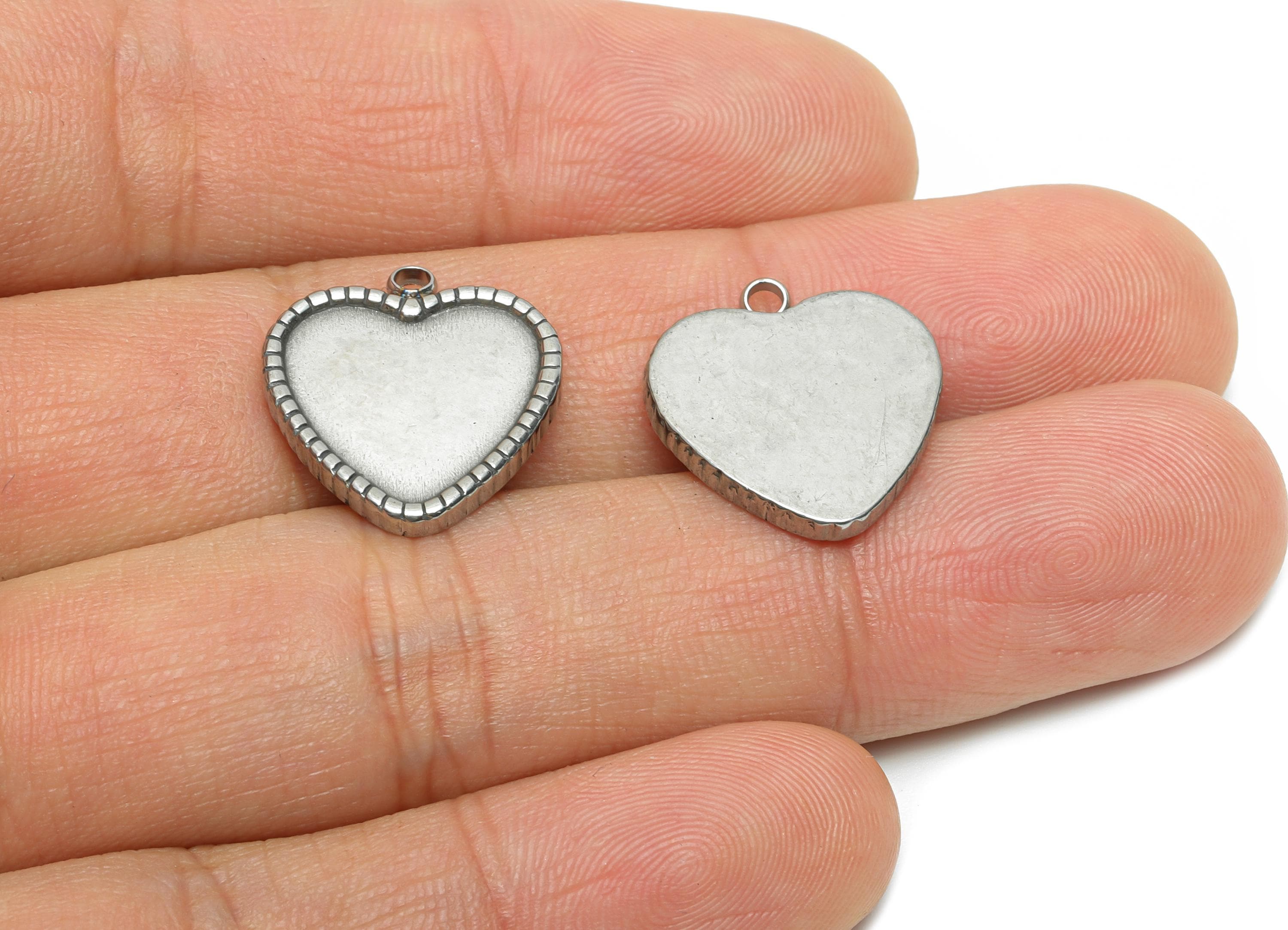 Steel Heart Pendant - Antique Silver Valentine Charms - Timeless Heart Jewelry Accessories - Steel Findings - 18.28x16.86x2.12mm - SS2204 - DOMEDBAZAAR