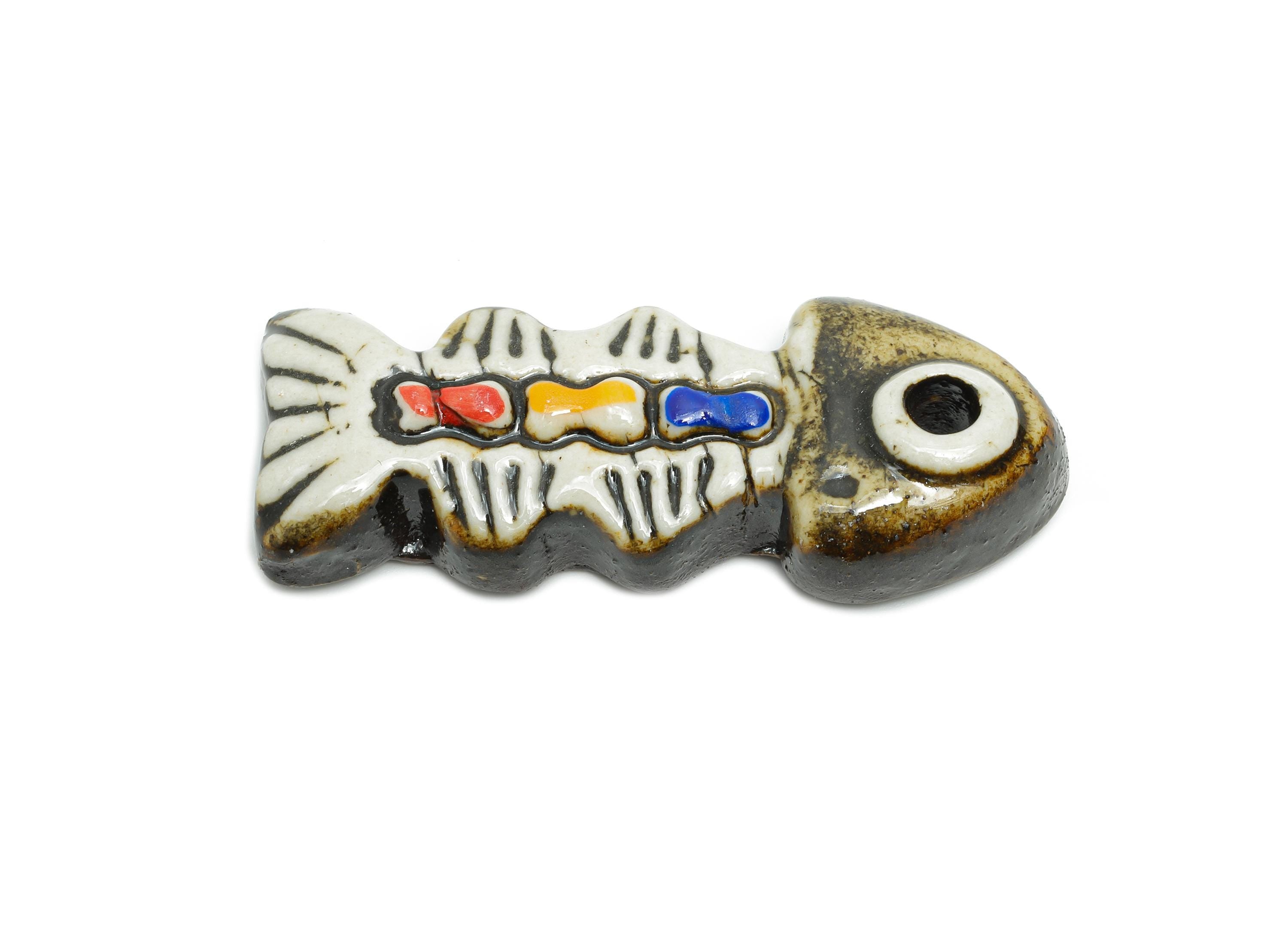 Glazed Ceramic Fish Beads - Craft Beads for Necklace Pendant - Cute Marine Life Beads - Cute Bead for DIY Jewelry - 55x22x11.26mm - NS2795 - DOMEDBAZAAR