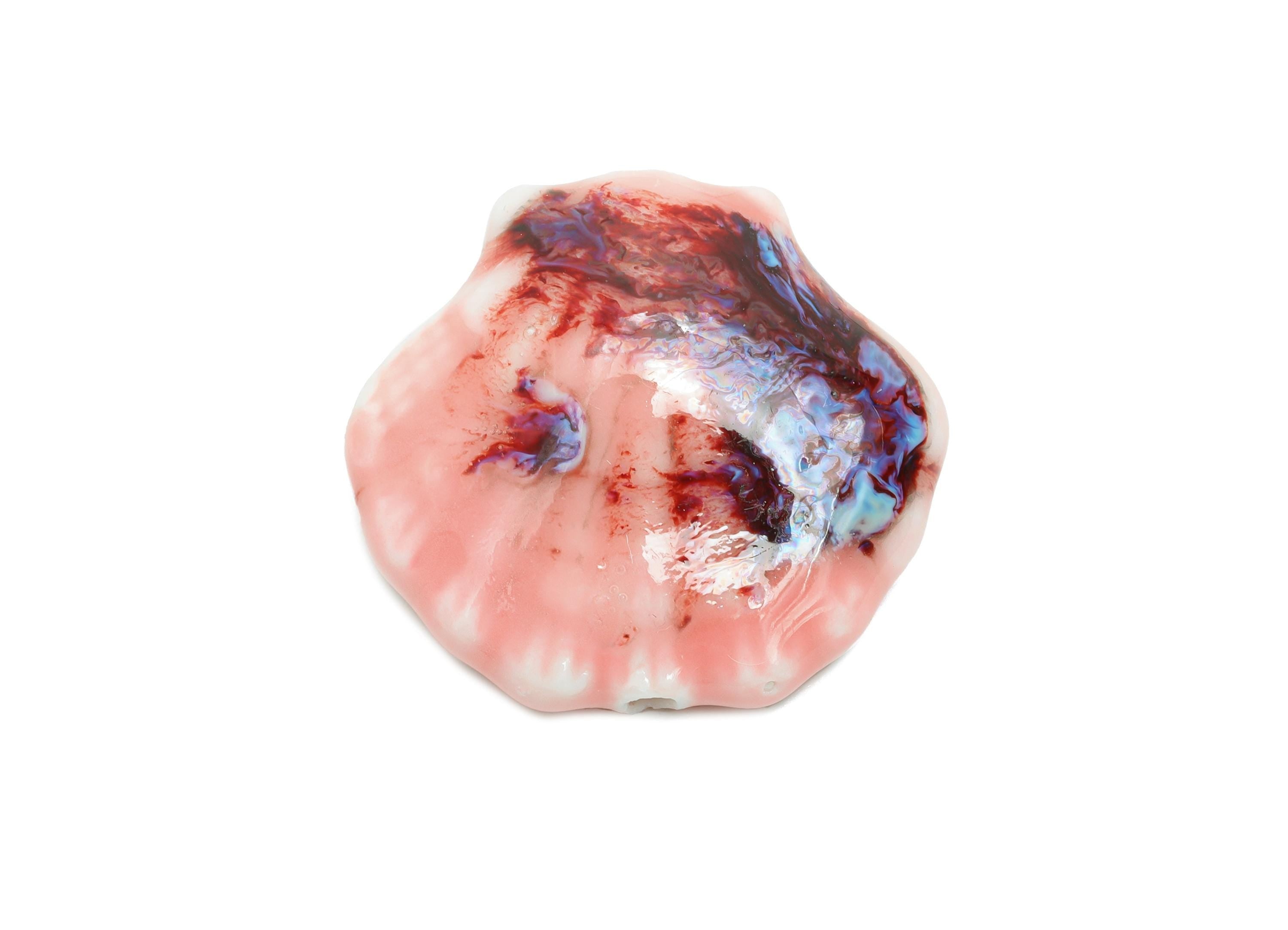 Ceramic Seashell Bead - Textured Handmade Bead - Bohemian Beach-Themed Jewelry - Handmade Bead for Jewelry Making - 25x27x11.1mm - NS2859C - DOMEDBAZAAR