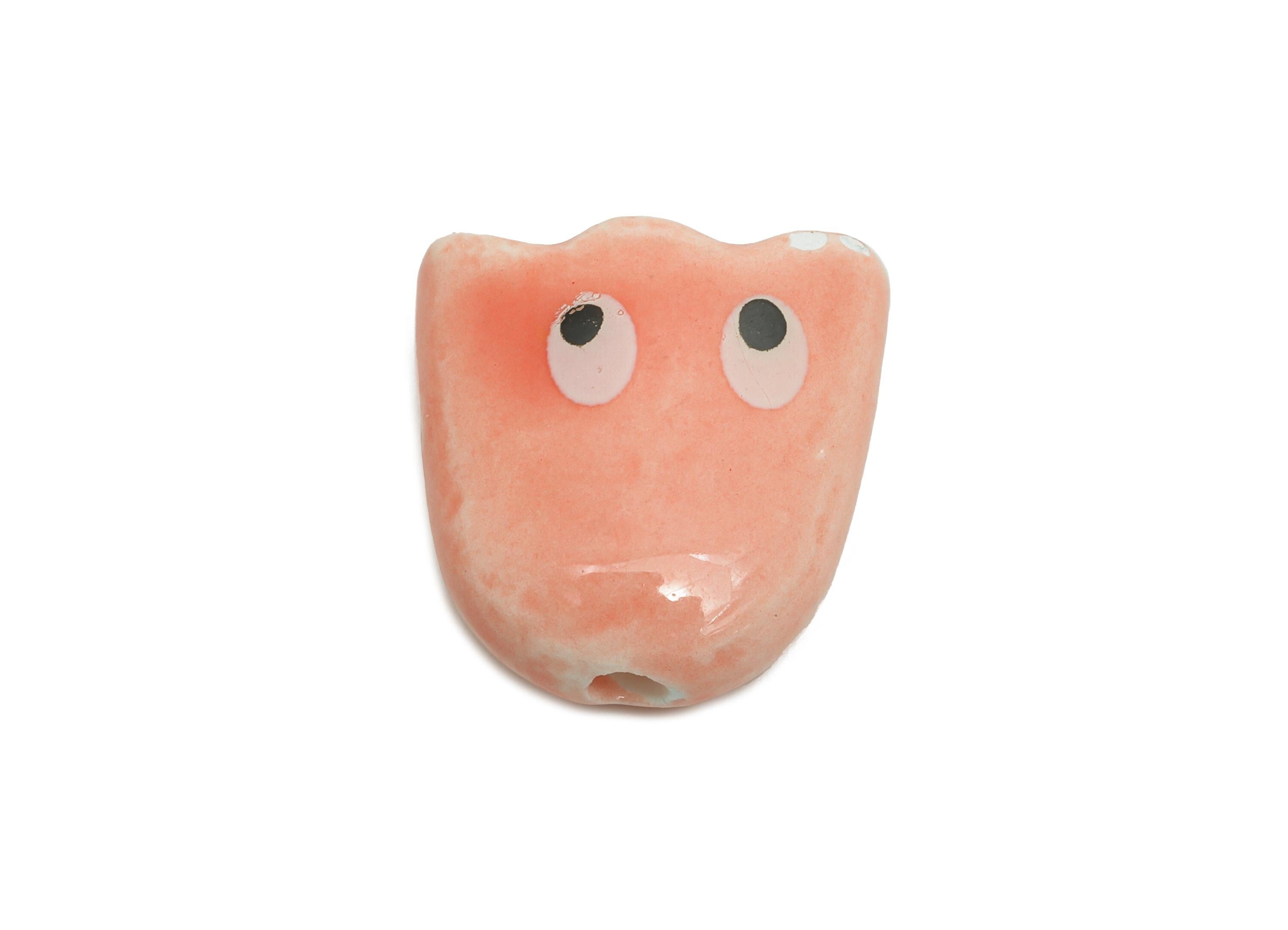Glazed Ceramic Ghost Beads - Funny Handmade Ghost Bead - Cute Halloween Accessories - Quirky Beads Jewelry Supplies - 15.9x15x7mm - NS2860H - DOMEDBAZAAR