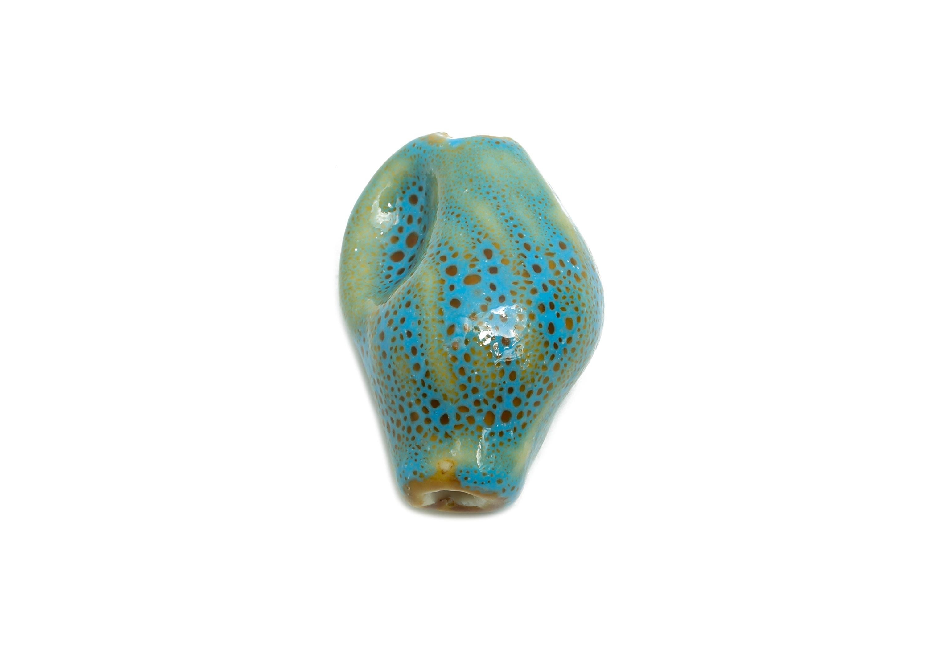 Glazed Ceramic Conch Shell Beads - Textured Shell Beads - Handmade Ceramic Bracelet Beads - Jewelry Component - 22x15.4x12.24mm - NS2846B - DOMEDBAZAAR