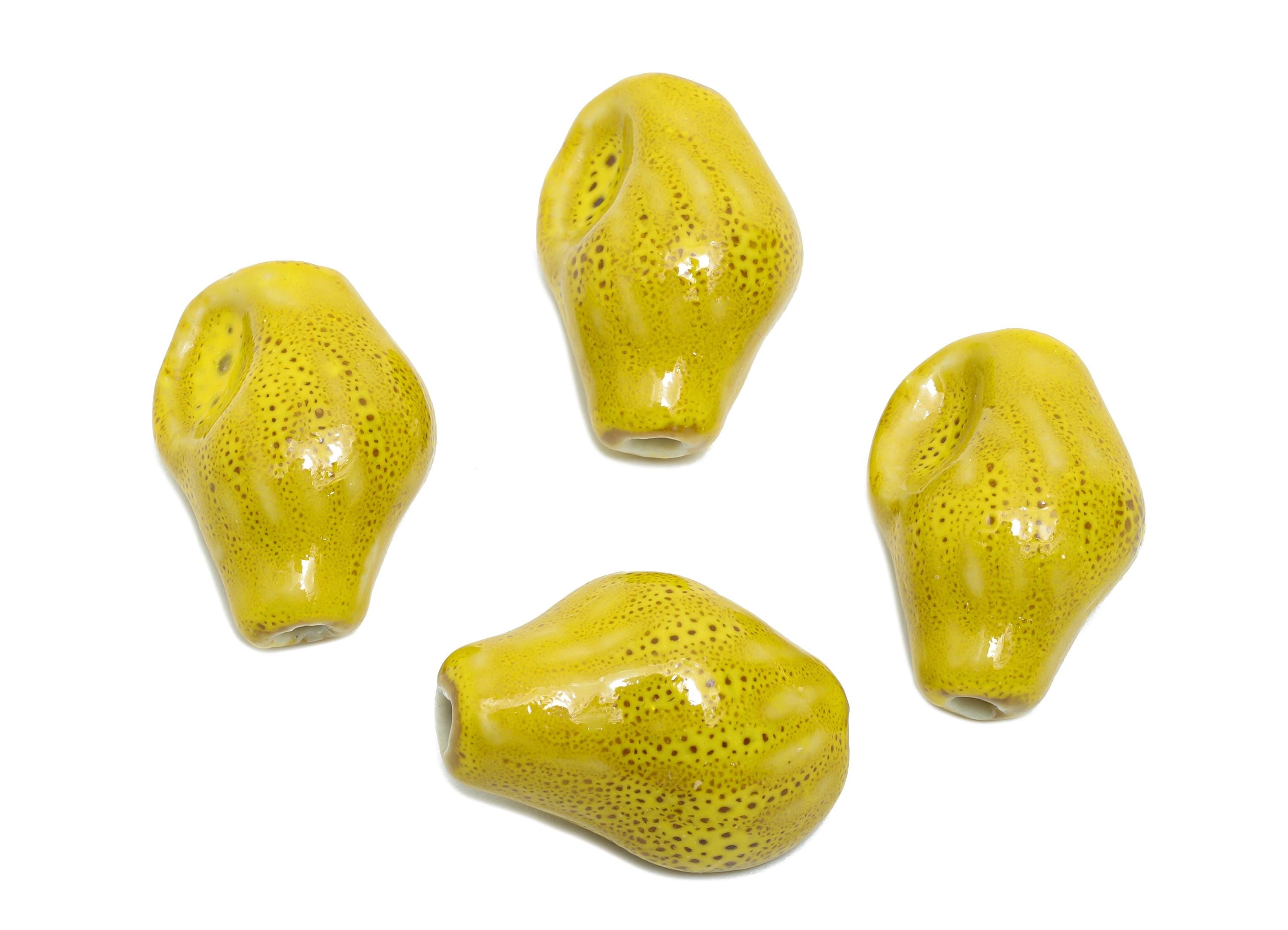 Glazed Ceramic Conch Shell Beads - Textured Bohemian Shell Beads - Handmade Bracelet Beads - Jewelry Making DIY - 21.59x15.2x12mm - NS2846C - DOMEDBAZAAR