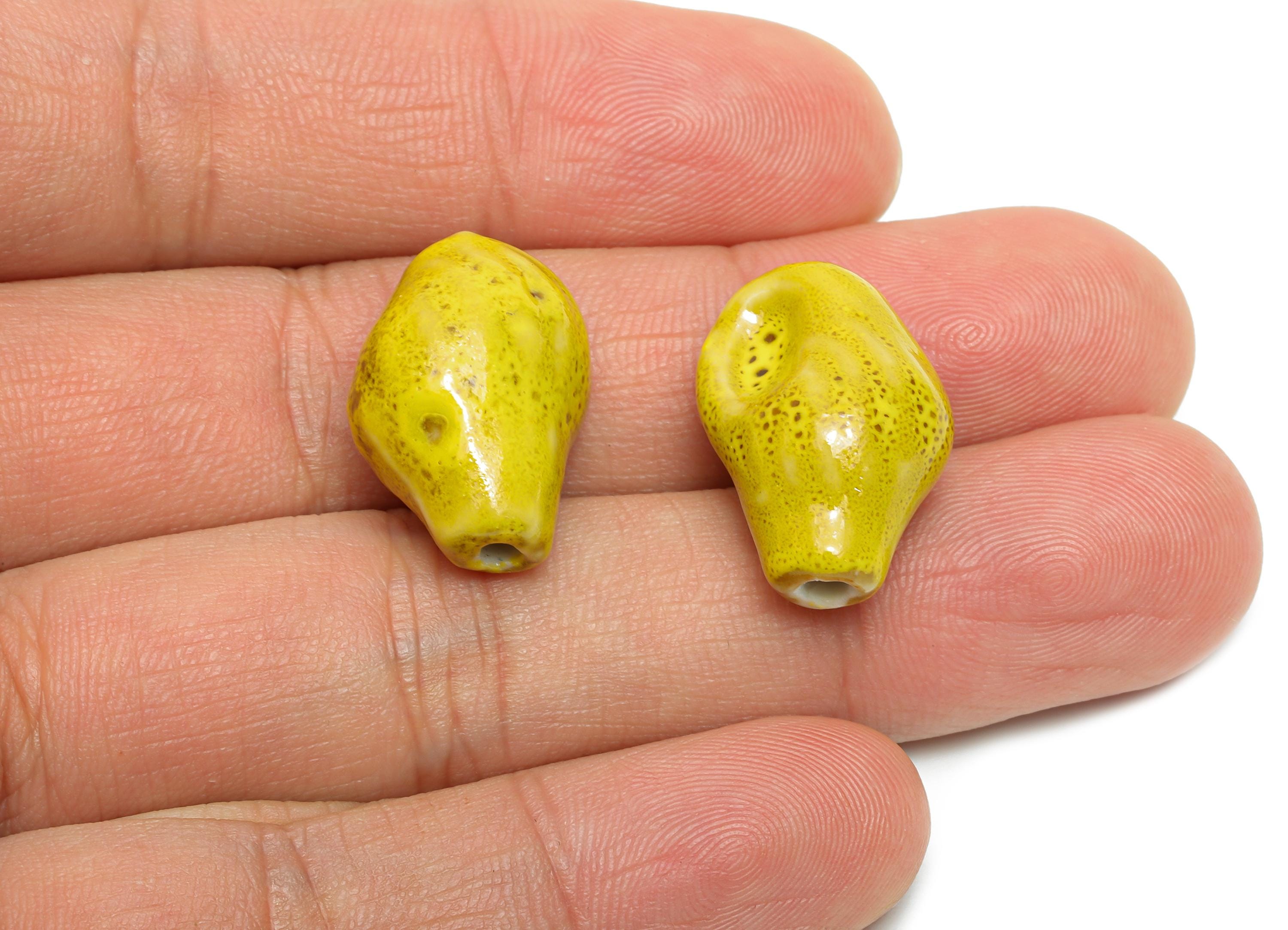 Glazed Ceramic Conch Shell Beads - Textured Bohemian Shell Beads - Handmade Bracelet Beads - Jewelry Making DIY - 21.59x15.2x12mm - NS2846C - DOMEDBAZAAR
