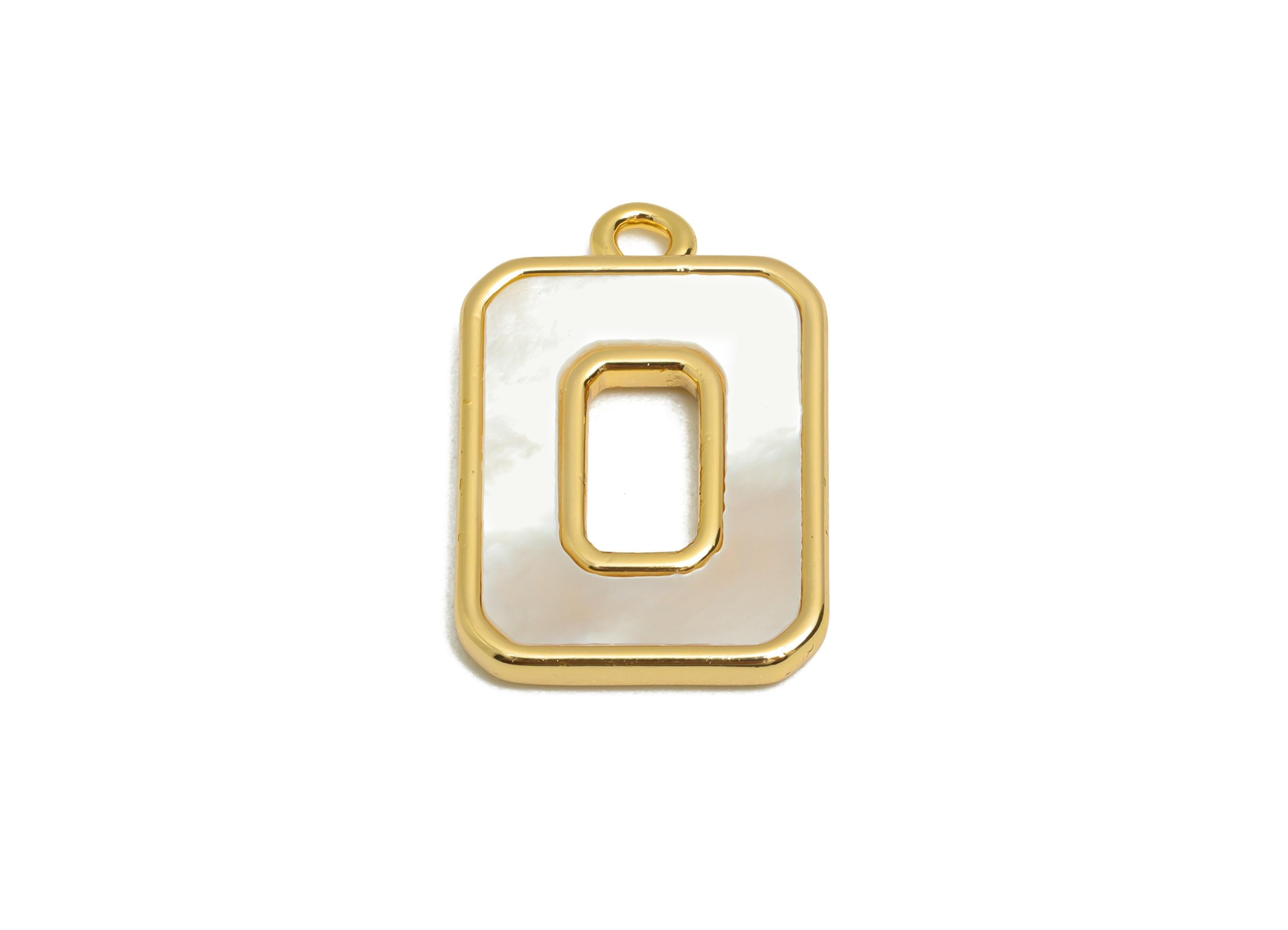 Brass Rectangle Shell Charm - Luxury Geometric Shell Pendant - Elegant Hollow Charm for Necklace - 18K Gold Plated - 19x13x3mm - RGP10839 - DOMEDBAZAAR