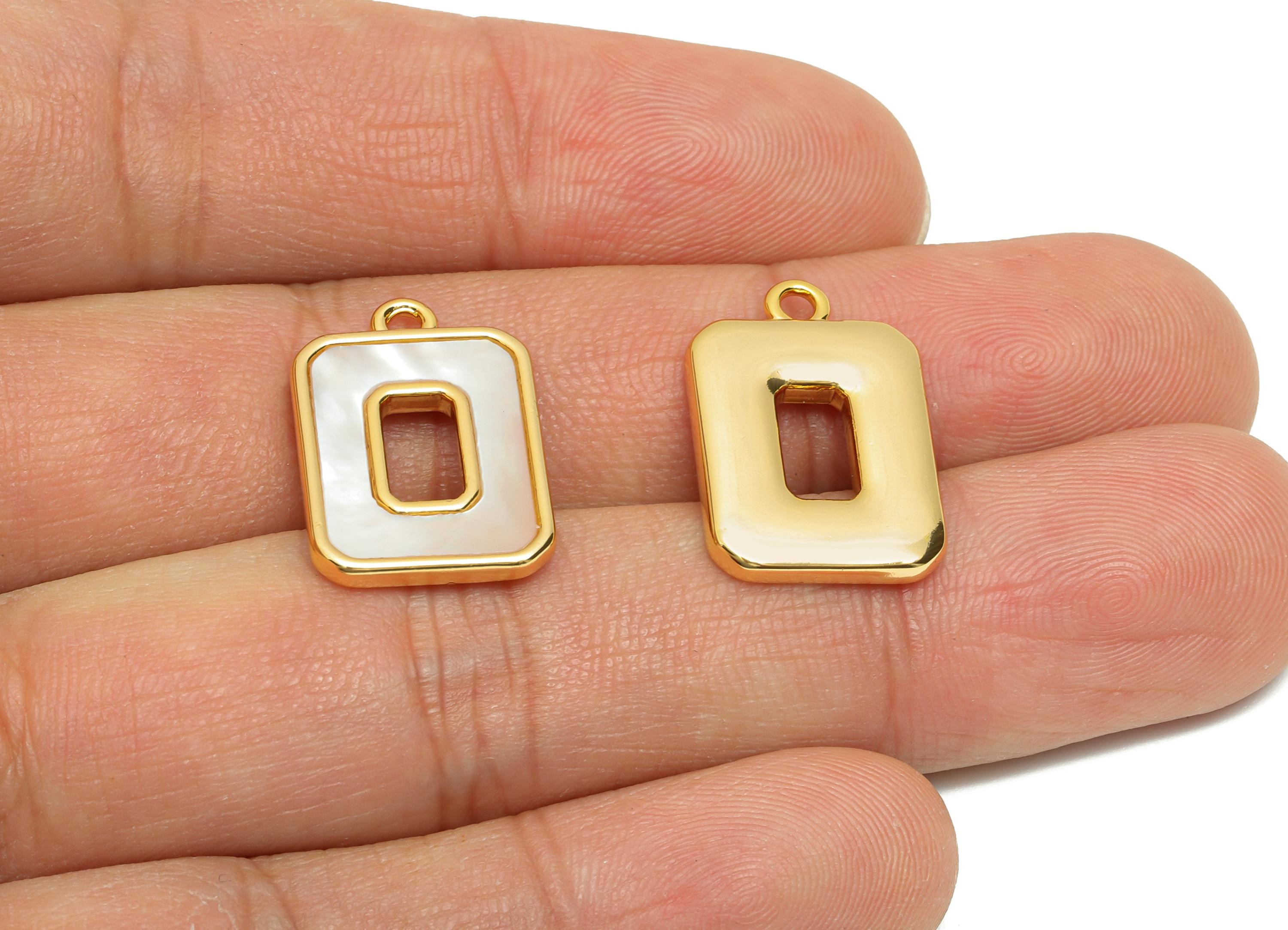 Brass Rectangle Shell Charm - Luxury Geometric Shell Pendant - Elegant Hollow Charm for Necklace - 18K Gold Plated - 19x13x3mm - RGP10839 - DOMEDBAZAAR