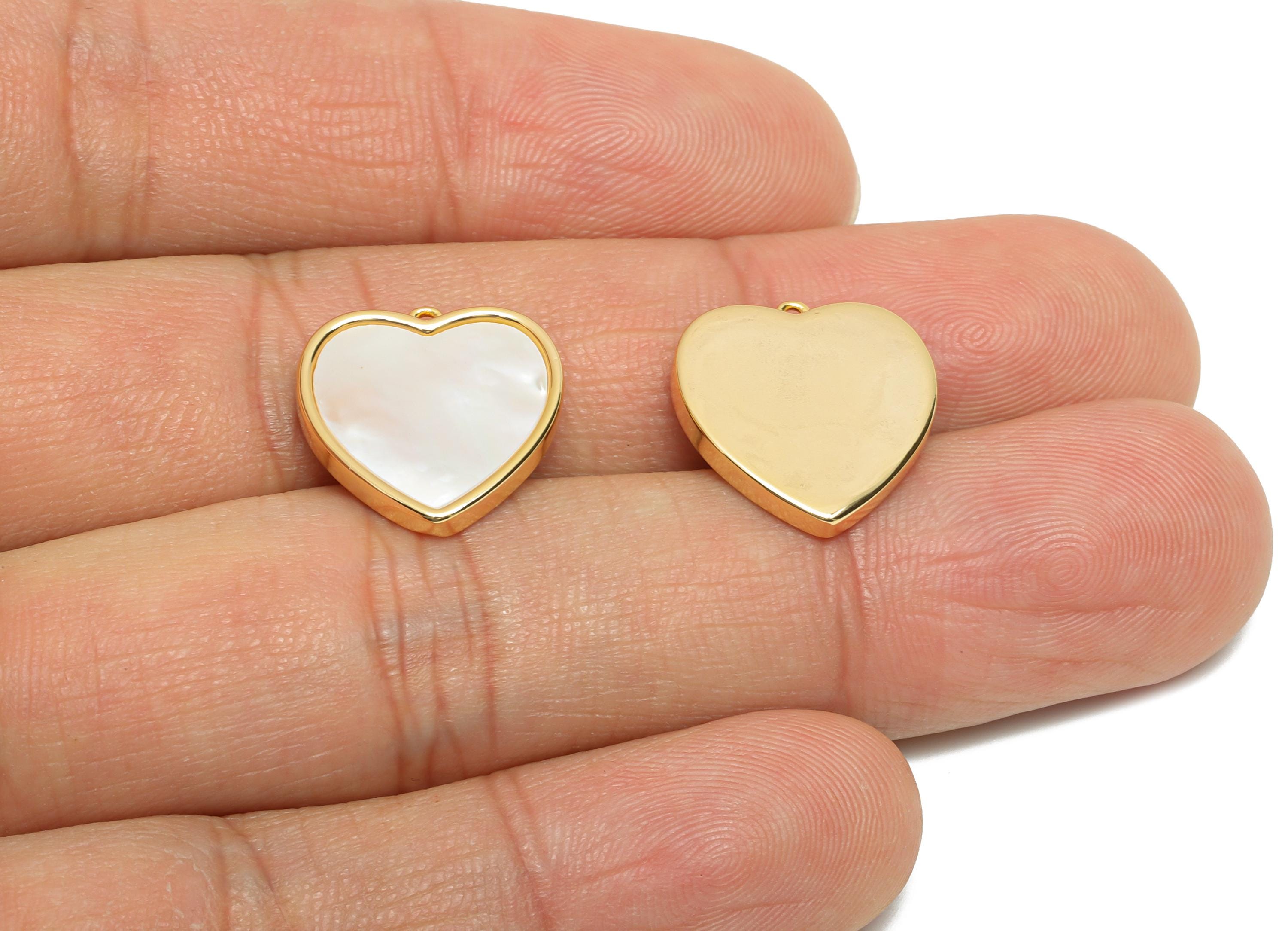 Elegant Heart Pendant - Brass Gold Shell Custom Jewelry for DIY Necklaces - 18K Real Gold Plating - Romantic Charm - 15x15x2.11mm - RGP10838 - DOMEDBAZAAR